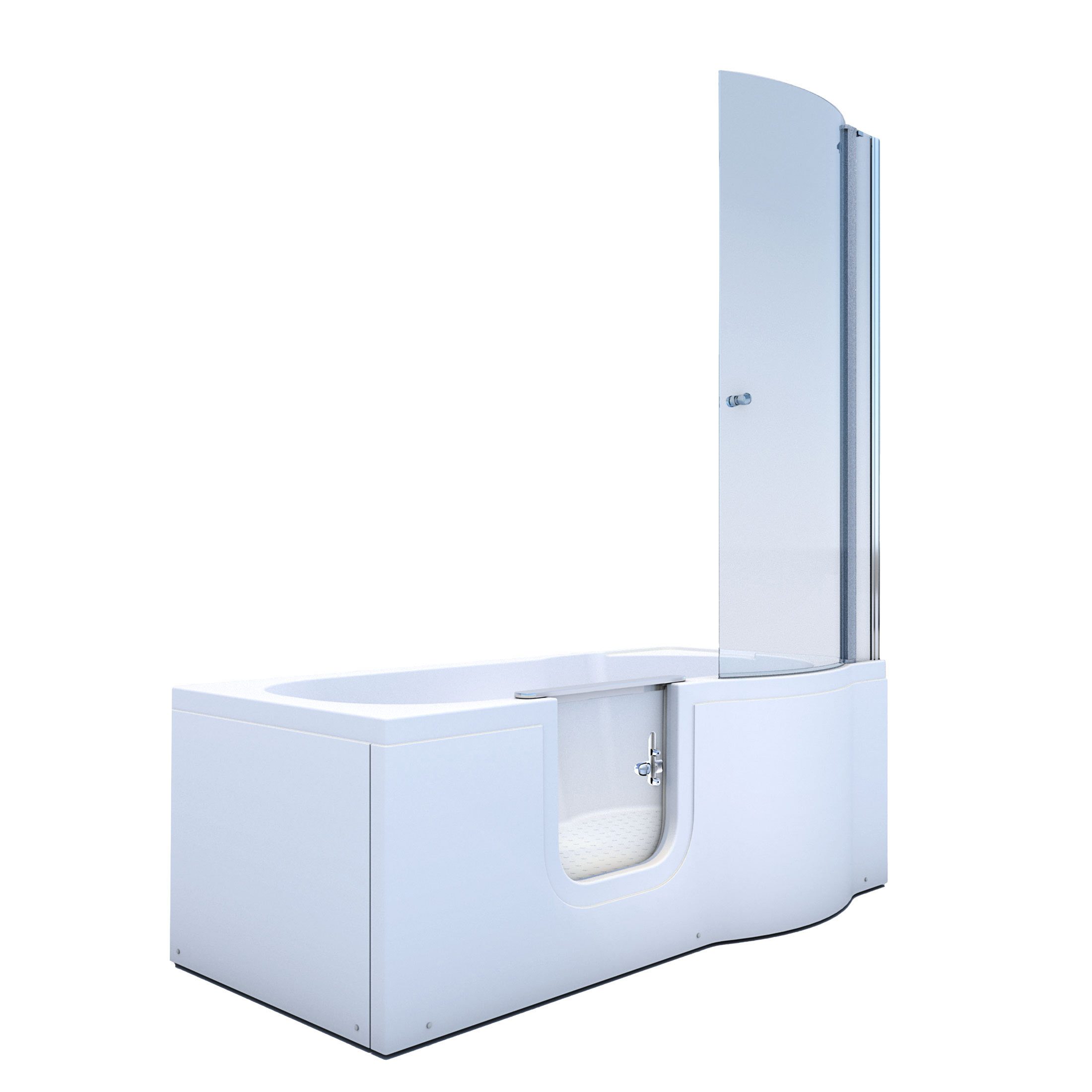 AcquaVapore Komplettdusche Seniorendusche Sitzwanne mit Tür S12D-L-ALL 170x85cm, Sicherheitsglas ESG, inklusive Duschwanne, Schnelle Reinigung, Überlauf Abfluss