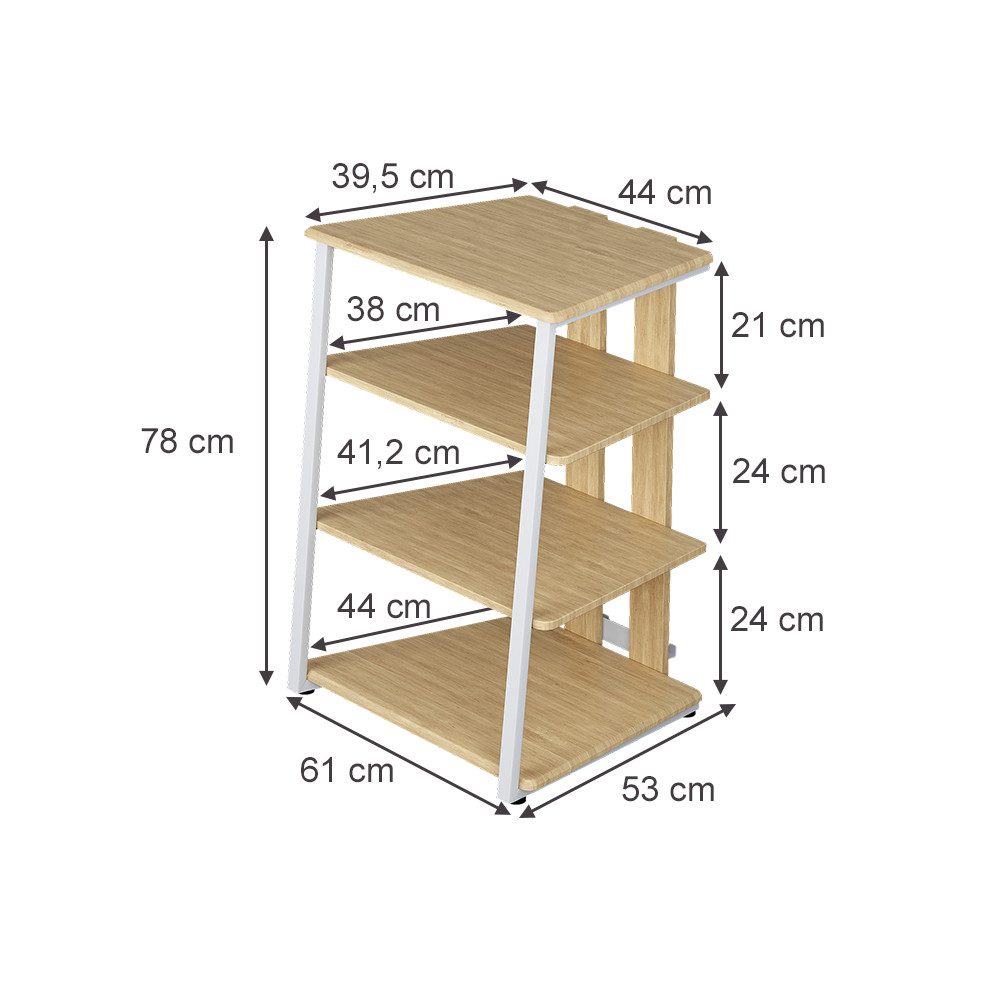 Vicco Bücherregal Tonar, Sonoma/Weiß, 61 x 78 cm 4 offene Ablageflächen, 1-tlg.