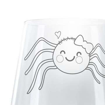 Mr. & Mrs. Panda Windlicht Spinne Agathe Freude - Transparent - Geschenk, Teelicht Glas mit Grav (1 St), Individuelle Gravur