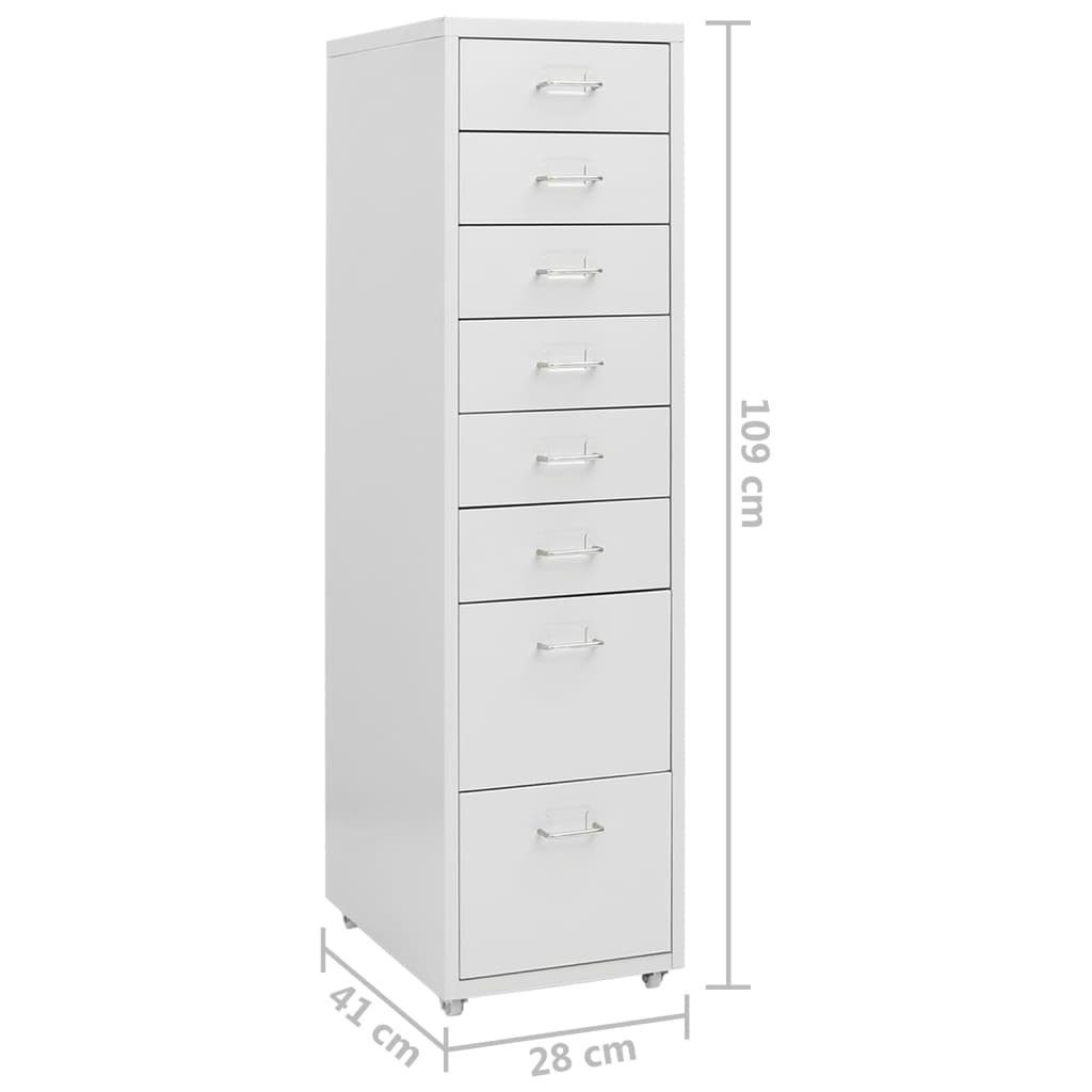 vidaXL Aktenschrank Aktenschrank mit cm 28x41x109 Grau Rollen Metall