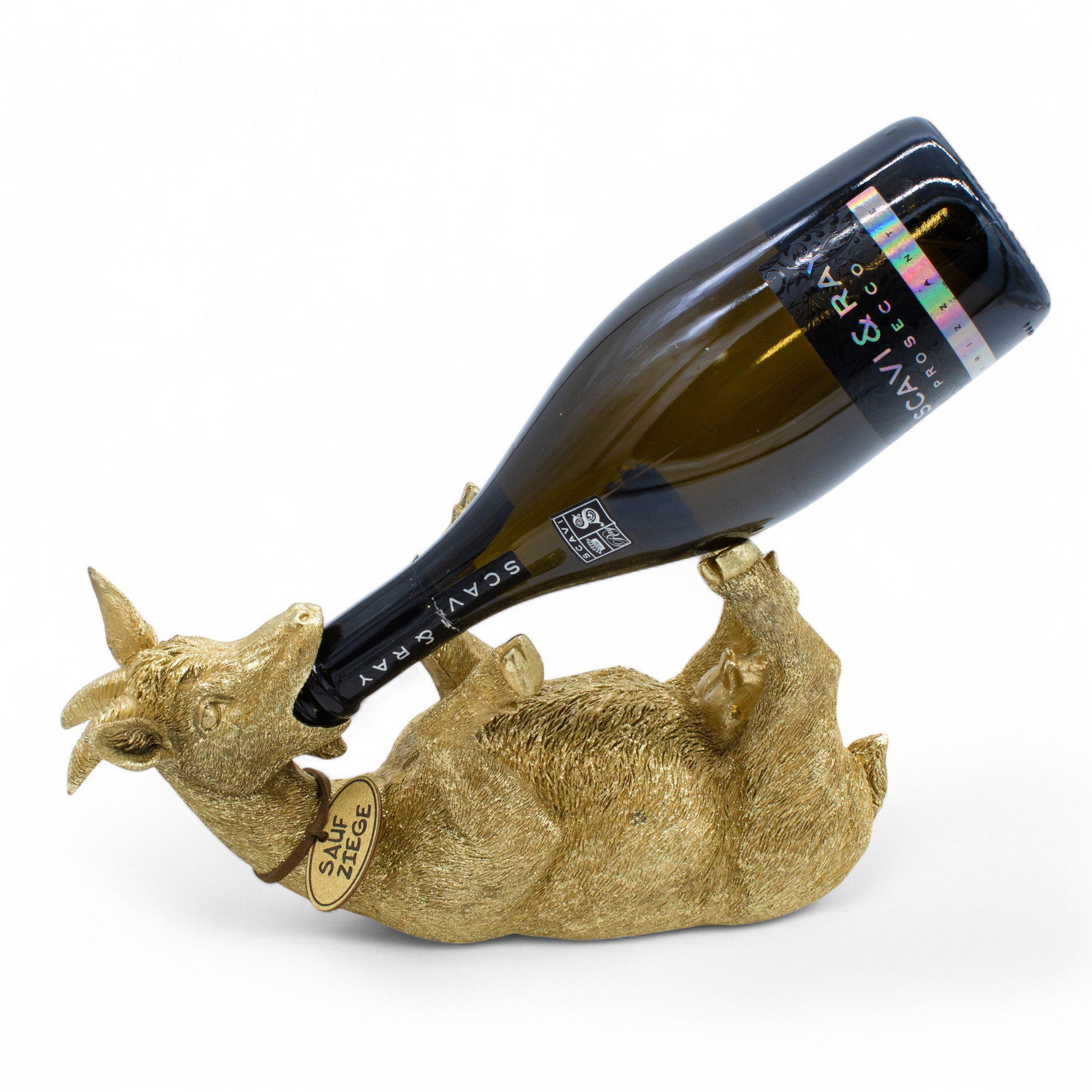 Spetebo Flaschenhalter durstiges Tier gold, (Anzahl, 1-St., Stück), für Wein-, Sekt- oder Likörflaschen