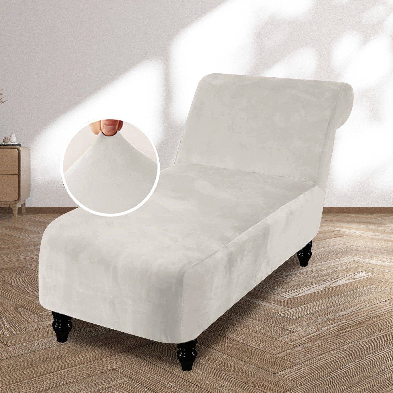 BTTO Stuhlhusse Sofahusse Samt, Stretch,Armlose Chaiselongue Couchüberzug, Möbelschutz für Liegestuhl