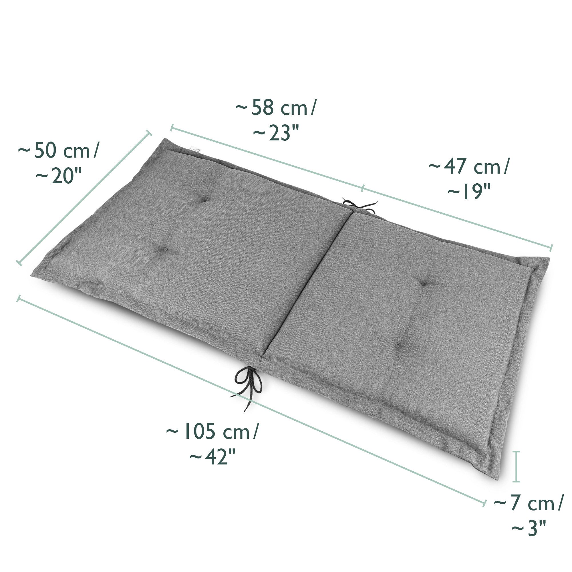 Beautissu Sitzauflage 2x Set Gartenstuhlauflage Niedriglehner HighLux 105x50x7cm Hellgrau, Auflage Niederlehner Gartenstuhl Robuster Stoff & UV-Lichtechtheit