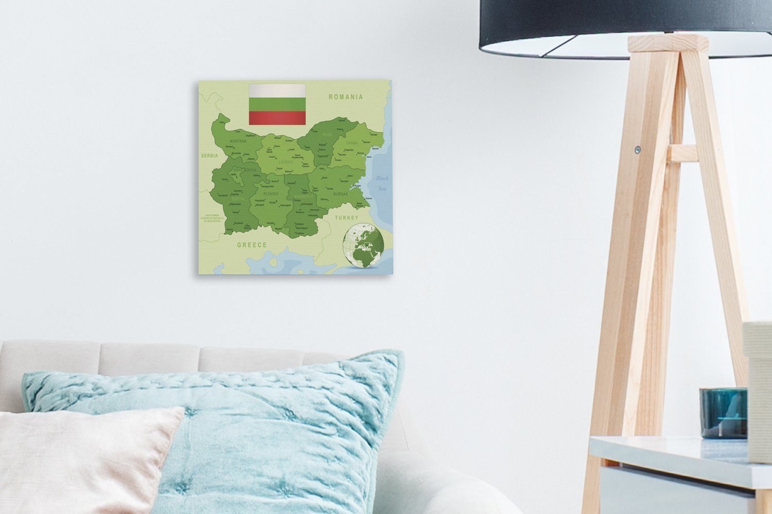OneMillionCanvasses® Leinwandbild Illustration von Flagge, in Bulgarien (1 Grün Schlafzimmer für Wohnzimmer der Bilder Leinwand mit St)