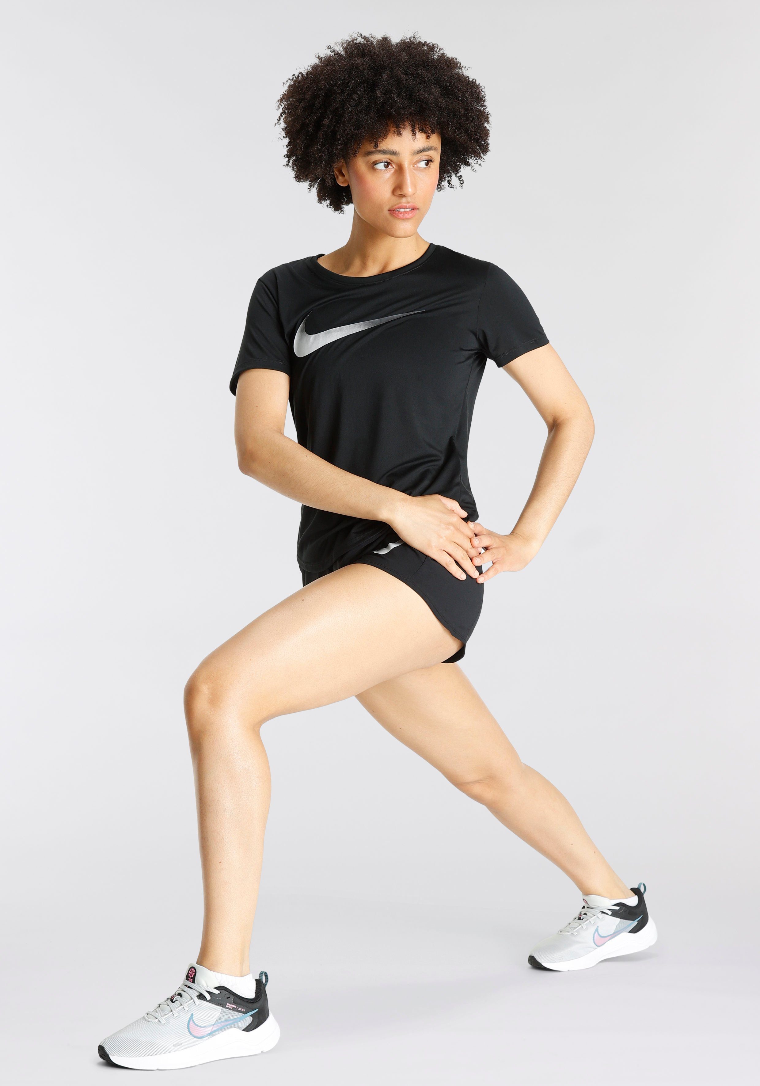 Top Nike Dri-FIT Women's Short-Sleeved BLACK Swoosh Laufshirt One