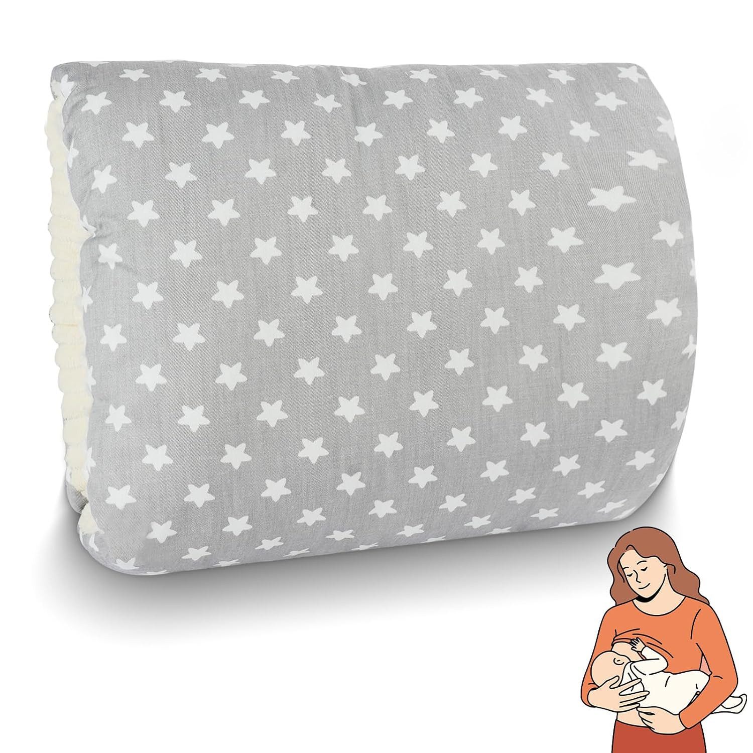 FELIXLEO Stillkissen Stillkissen Ministillkissen Baby Armkissen, Grau-Sterne, 1-tlg.