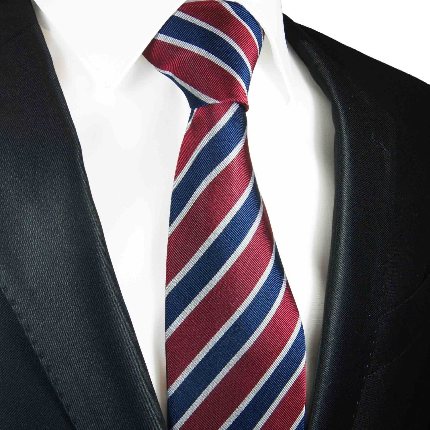Paul Malone Krawatte »Herren Seidenkrawatte mit Tuch modern gestreift 100 Seide« (Set, 2St