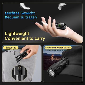 REDOM LED Taschenlampe Superhelle Klein LED Taschenlampen Mini Torch Handlampe 1600 Lumen (Taktische Taschenlampe aus Aluminium mit 18350-Lithiumbatterie, 1-St., 5 Lichtmodi und Langer Betriebsdauer USB Aufladbar IPX6 Wasserdicht), für Camping Wandern Outdoor Notfälle Abenteuerurlaub Bergsteigen usw