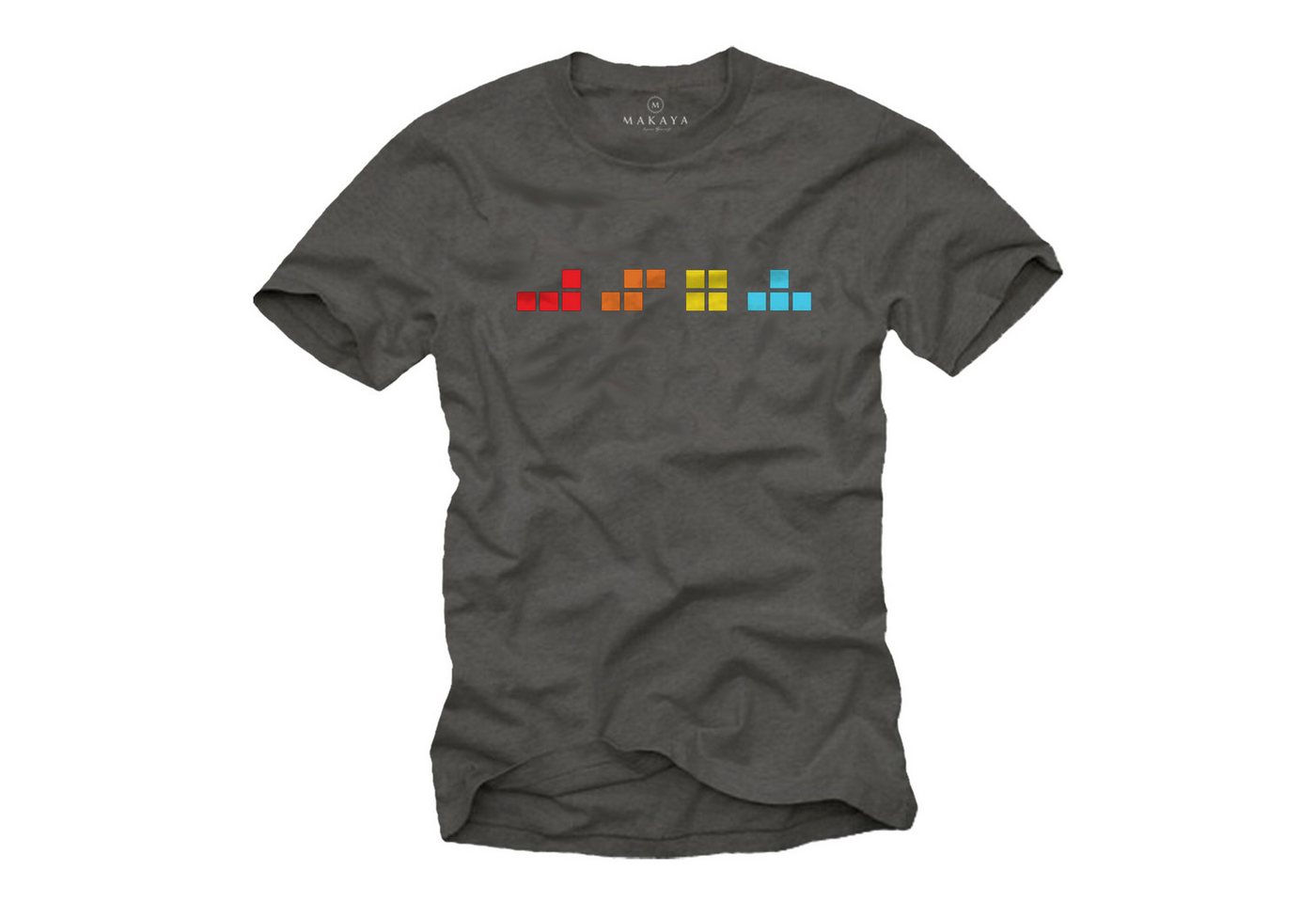 MAKAYA T-Shirt Gaming Logo Retro Design Gamer Motiv Computer Geschenke Herren (Schwarz, Blau, Grau, Grün, Blaugrau, S, XL, 3XL, 4XL, 5XL, L, M, XXL) Baumwolle