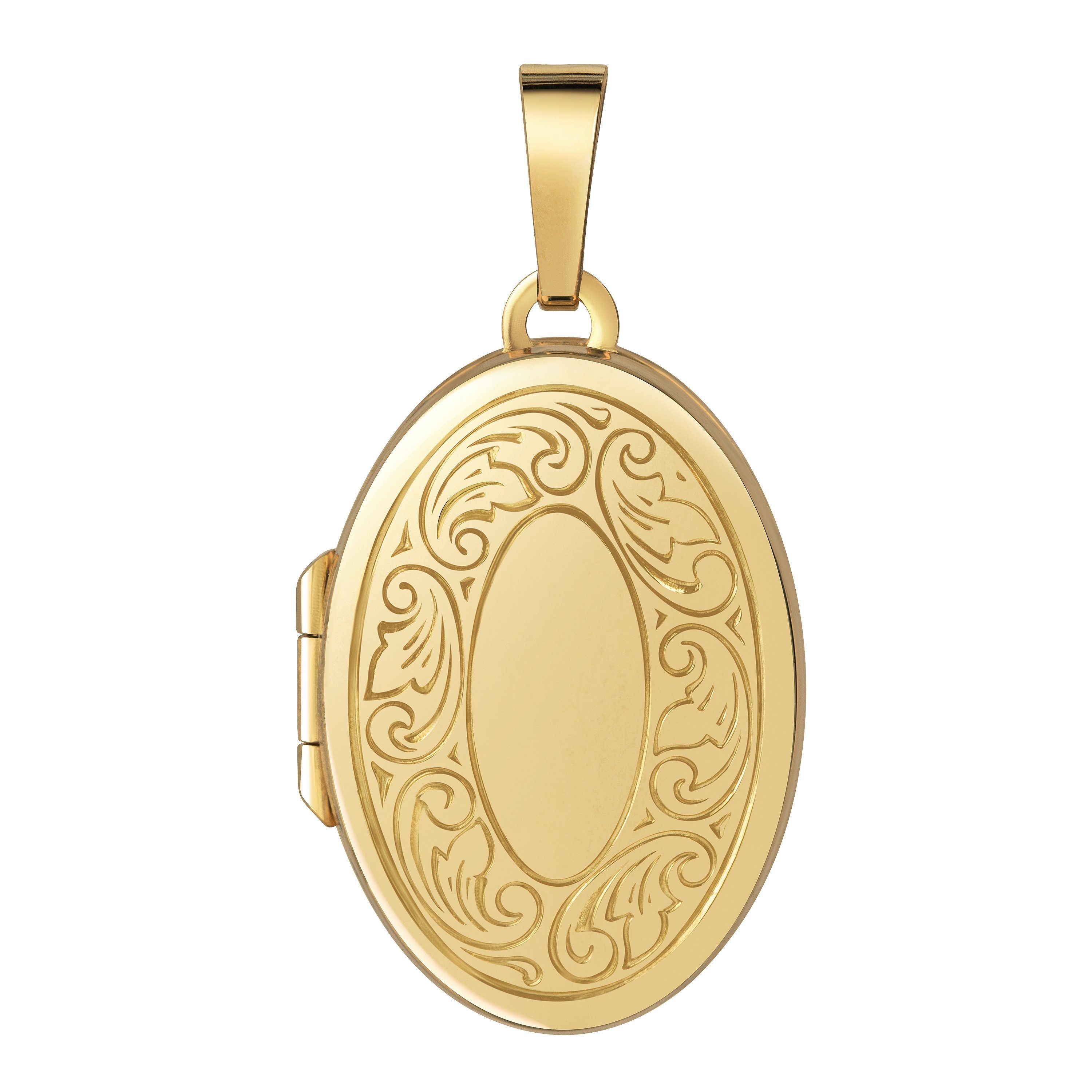 und Damen Gold Länge 2 Ornament-Verzierung Kette cm (Fotomedaillon, 70 mit - Öffnen 750 für Bilder Mädchen), Anhänger Goldanhänger zum wählbar vergoldet 36 Amulett Medaillon JEVELION -