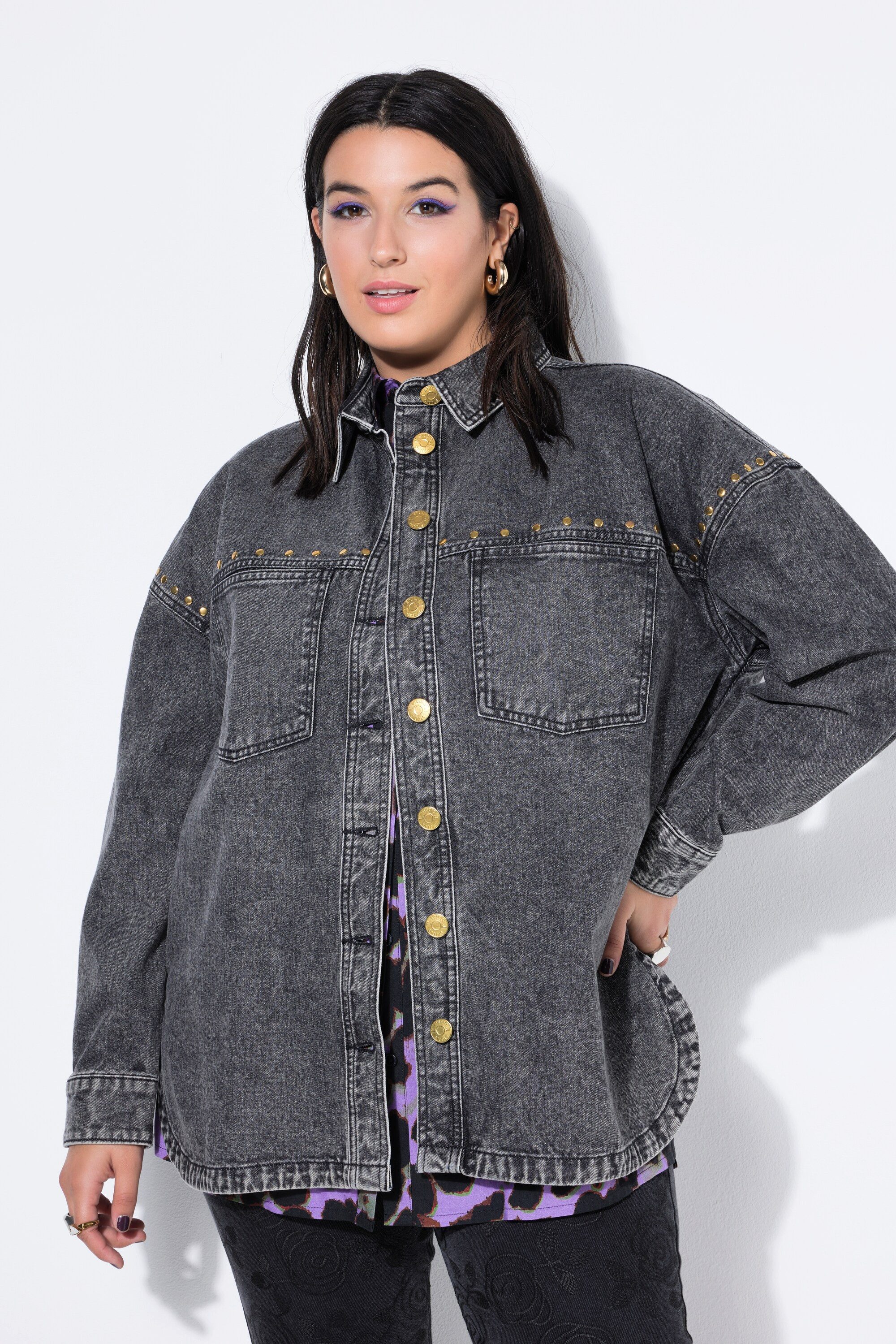 Studio Untold Hemdbluse Jeanshemd oversized Vintage Look günstig online kaufen