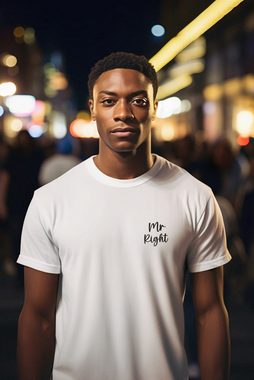 Baddery Print-Shirt Herren T-Shirt : Mr. Right - Funshirts für Männer aus Baumwolle, hochwertiger Siebdruck