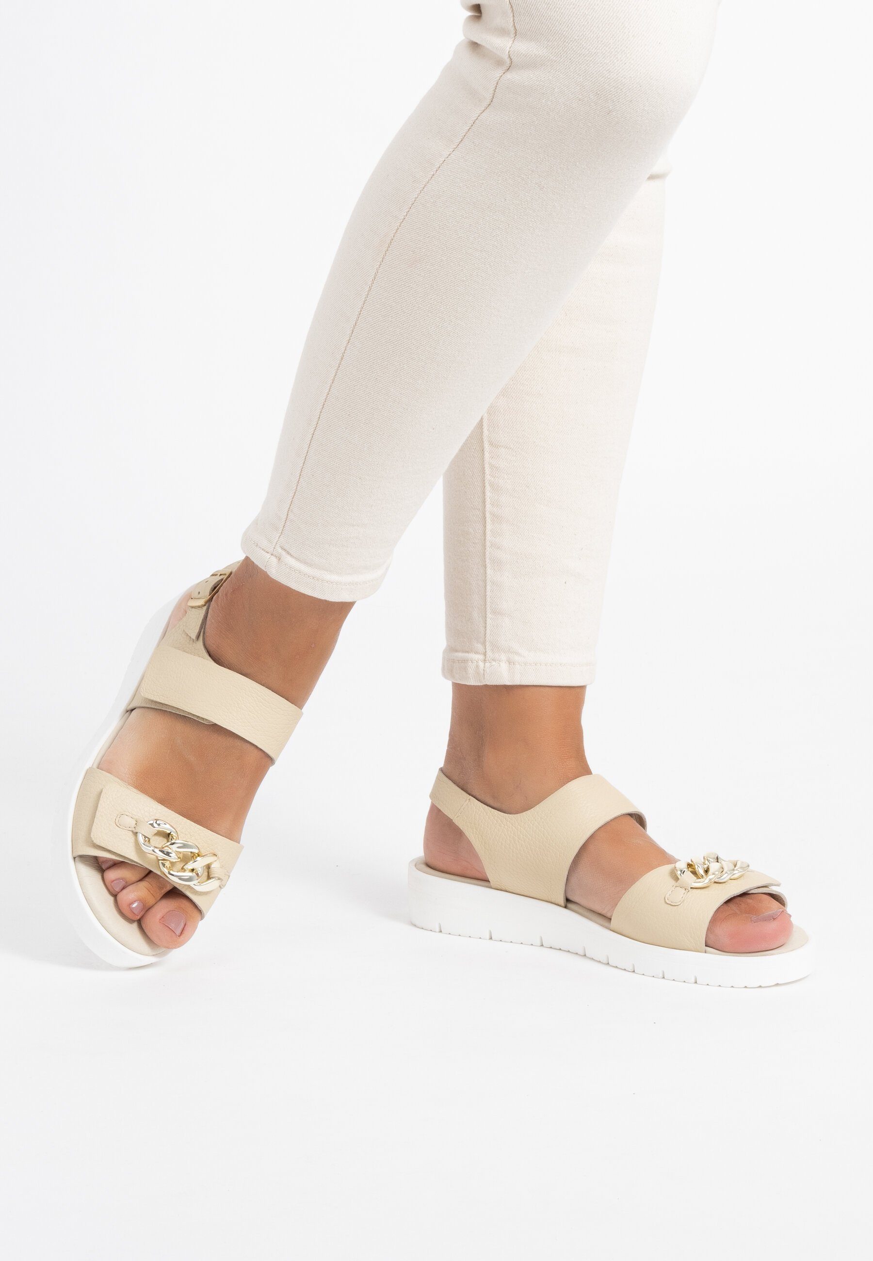 vitaform Hirschleder creme Damenschuhe Sandale Sandale