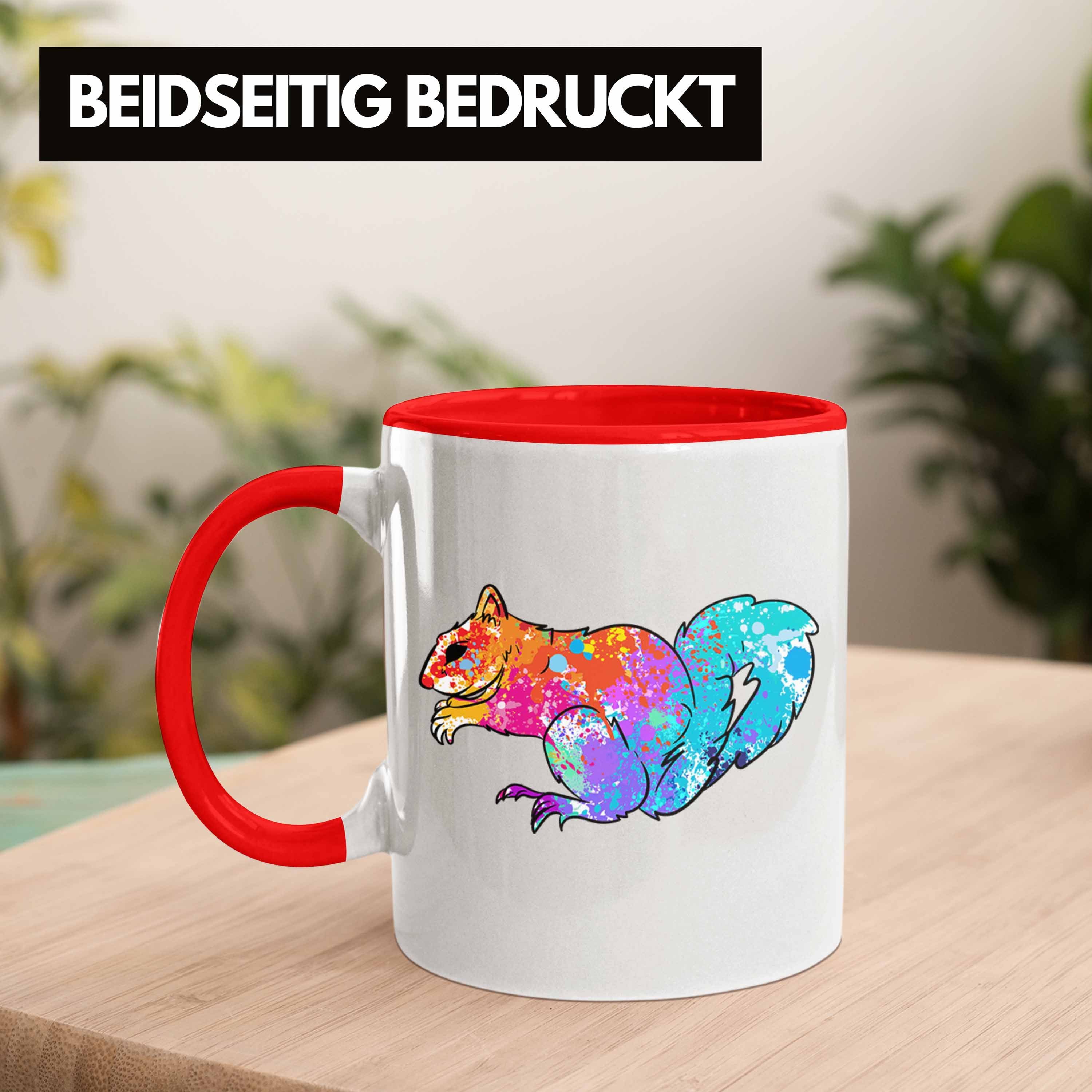 Rot Tierliebhaber Bunte Eichhörnchen für und Natur- Tasse Tasse Geschenk Trendation