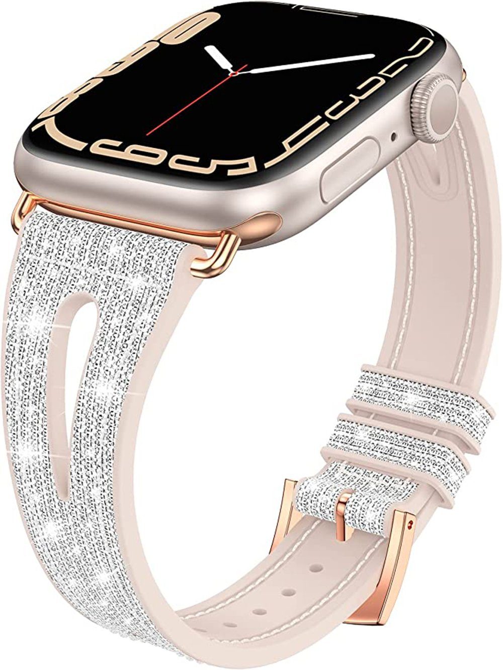 Housruse Smartwatch-Armband Uhrenarmband für Apple Watch 38-45 mm  Uhrenarmband, Glitzer Soft Silikon Ersatzarmband für iWatch SE 6-1  (38/40/41 mm)