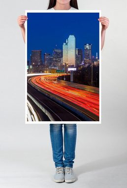 Sinus Art Poster 90x60cm Poster Dallas Downtown skyline at night Texas USA