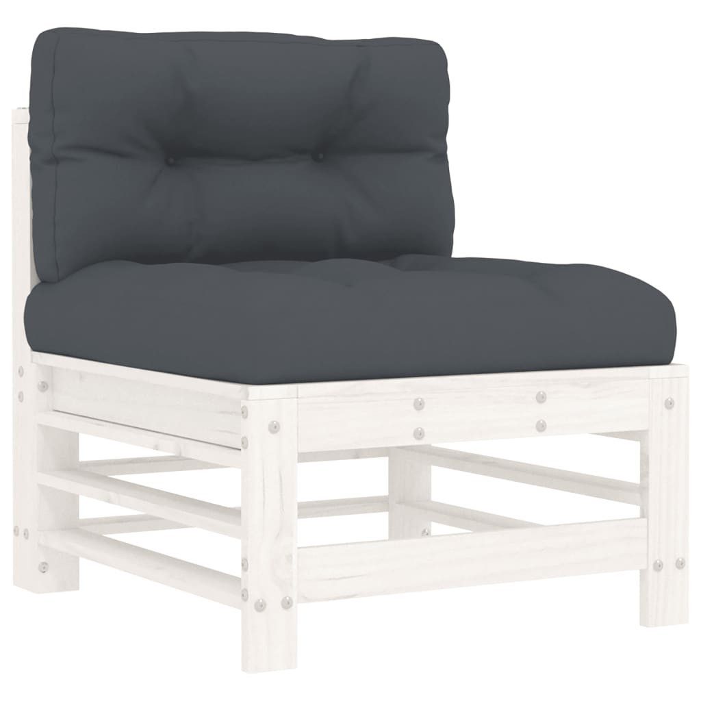 vidaXL Sofaelement Mittelsofa mit Kissen Weiß günstig online kaufen