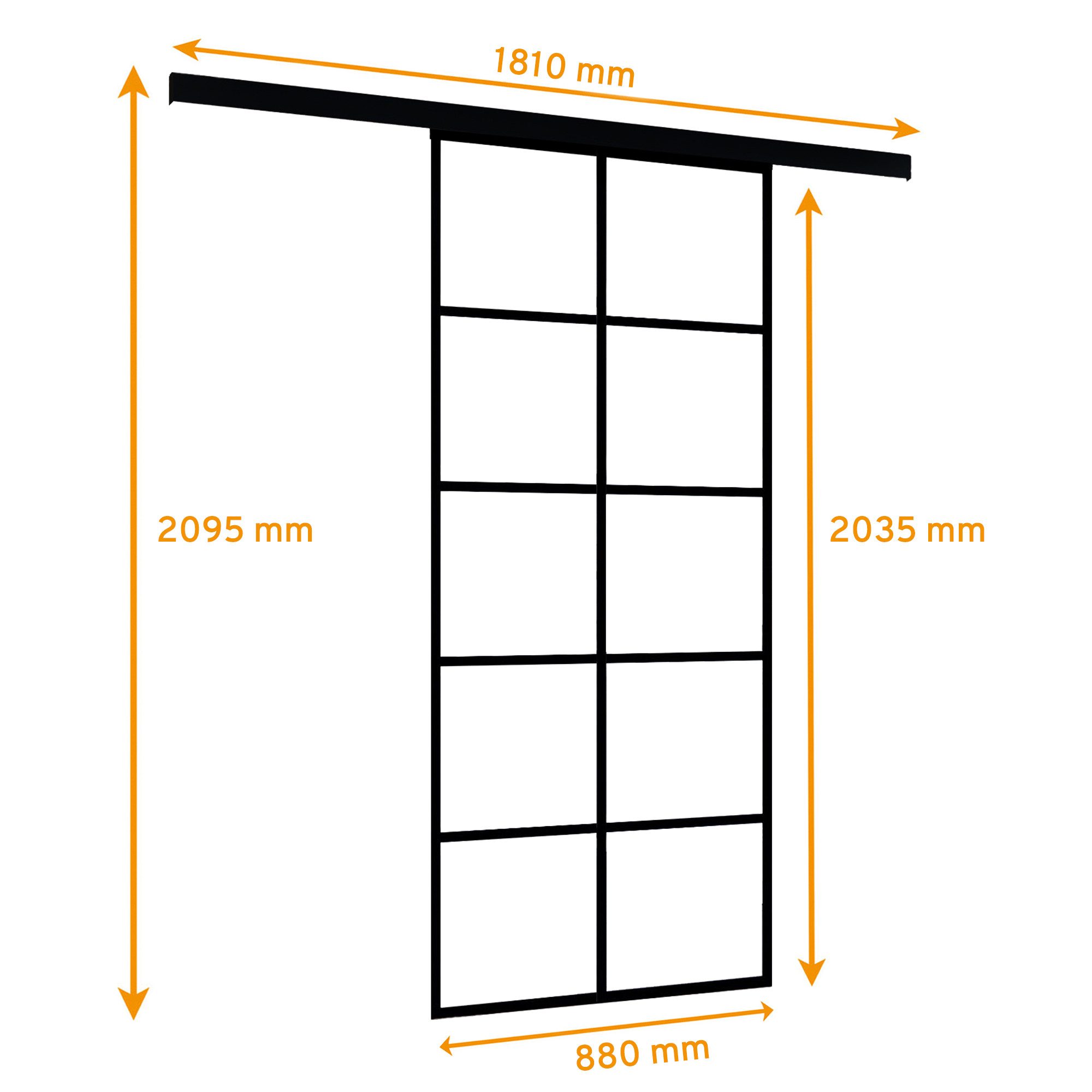 inova wohnen Glasschiebetür mit schwarzem 10 Felder Dekor, Größenauswahl (K günstig online kaufen