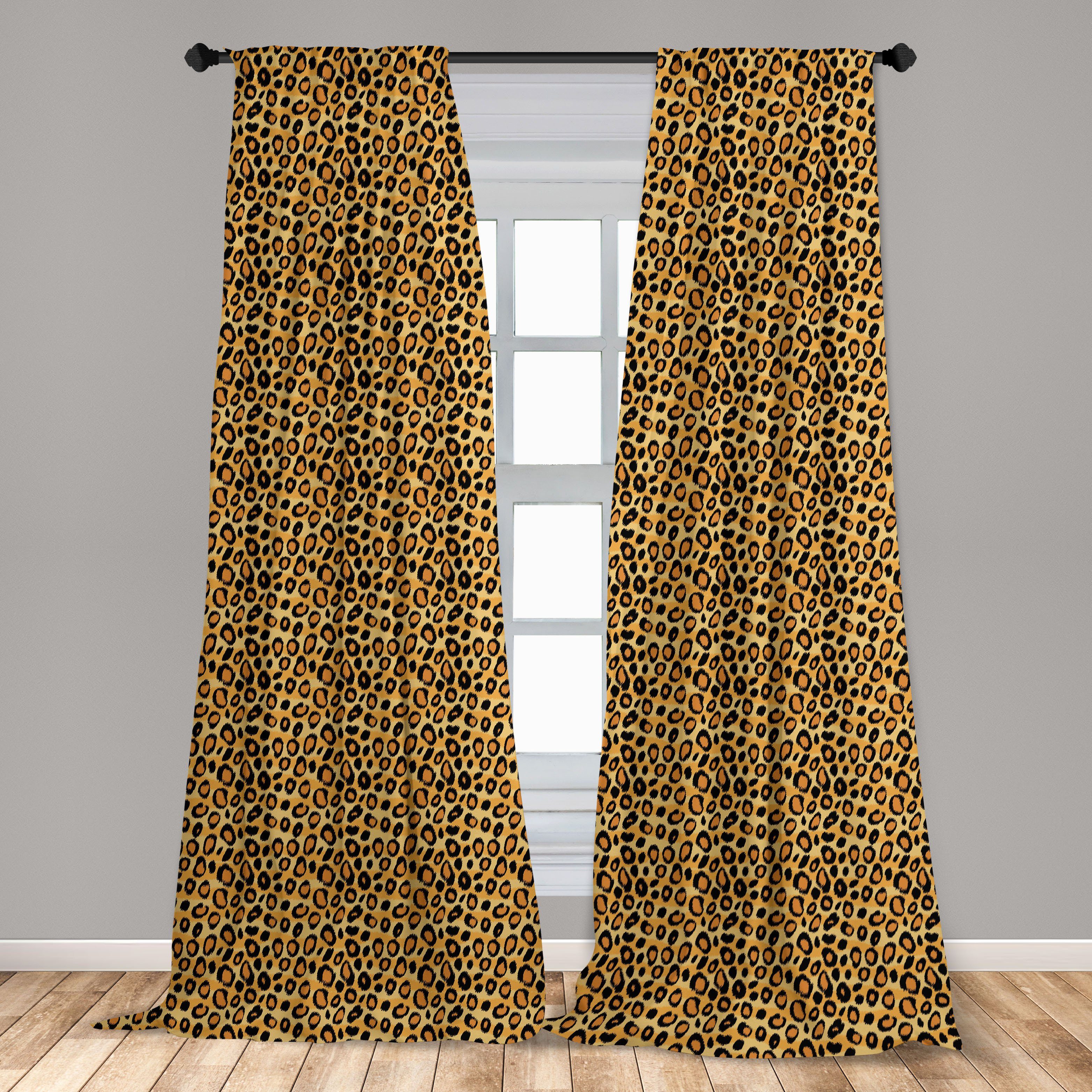 Gardine Vorhang für Wohnzimmer Schlafzimmer Leopard-Druck Abakuhaus, Tile Dekor, Wilde Feline Microfaser