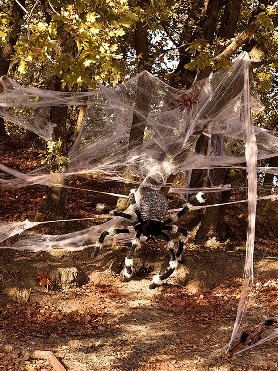 Fun World Hexen-Kostüm Halloween Spinnweben - Deko für Wände & Fenster, Deko-Spinnennetz für Deine Halloween Party