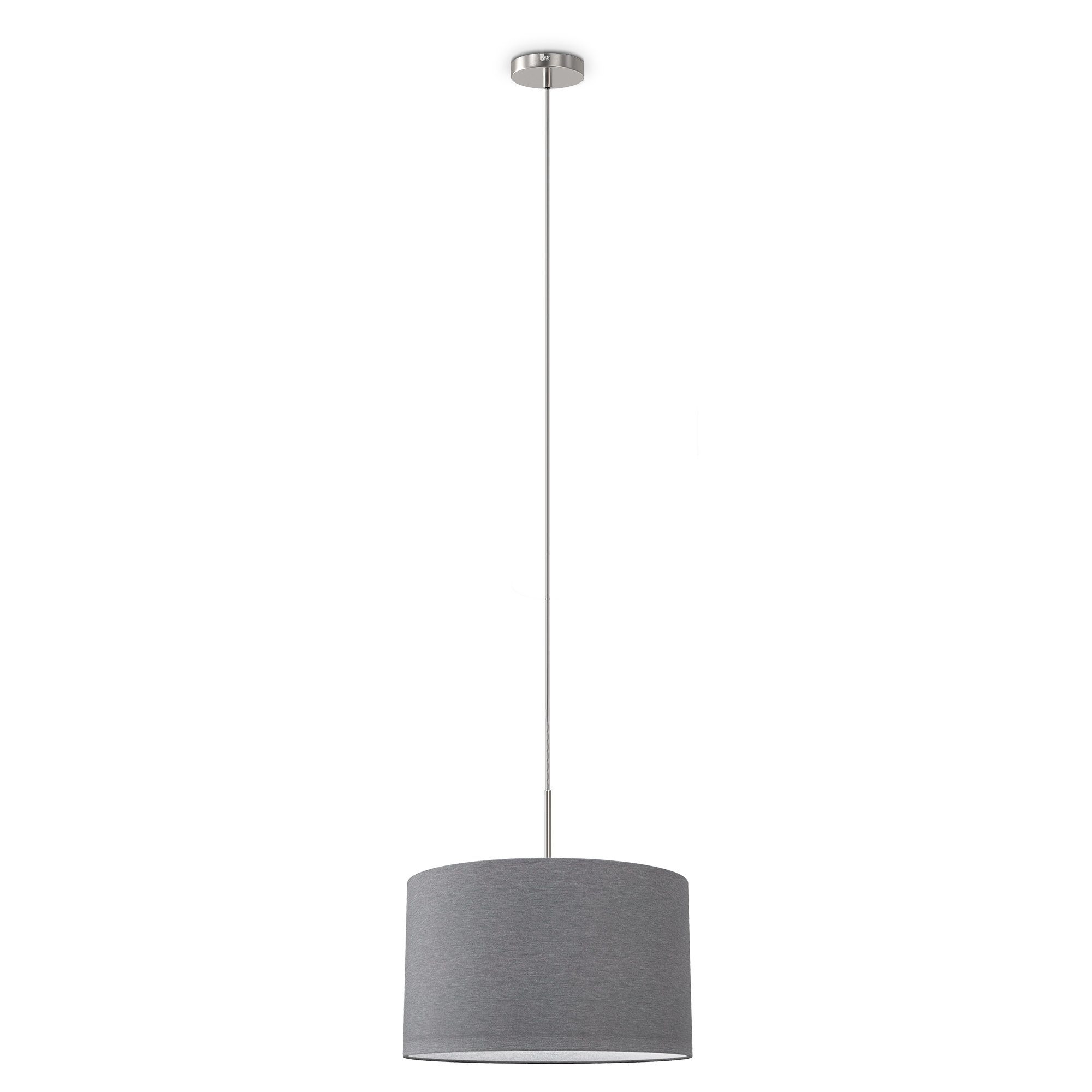 Hängelampe Schlafzimmer Leuchtmittel, Stofflampe 38cm Eszimmer grau 38cm E27 Weiß Flur ohne Flammig B.K.Licht - 1 Pendellampe Wohnzimmer LED Pendelleuchte BKL1222,