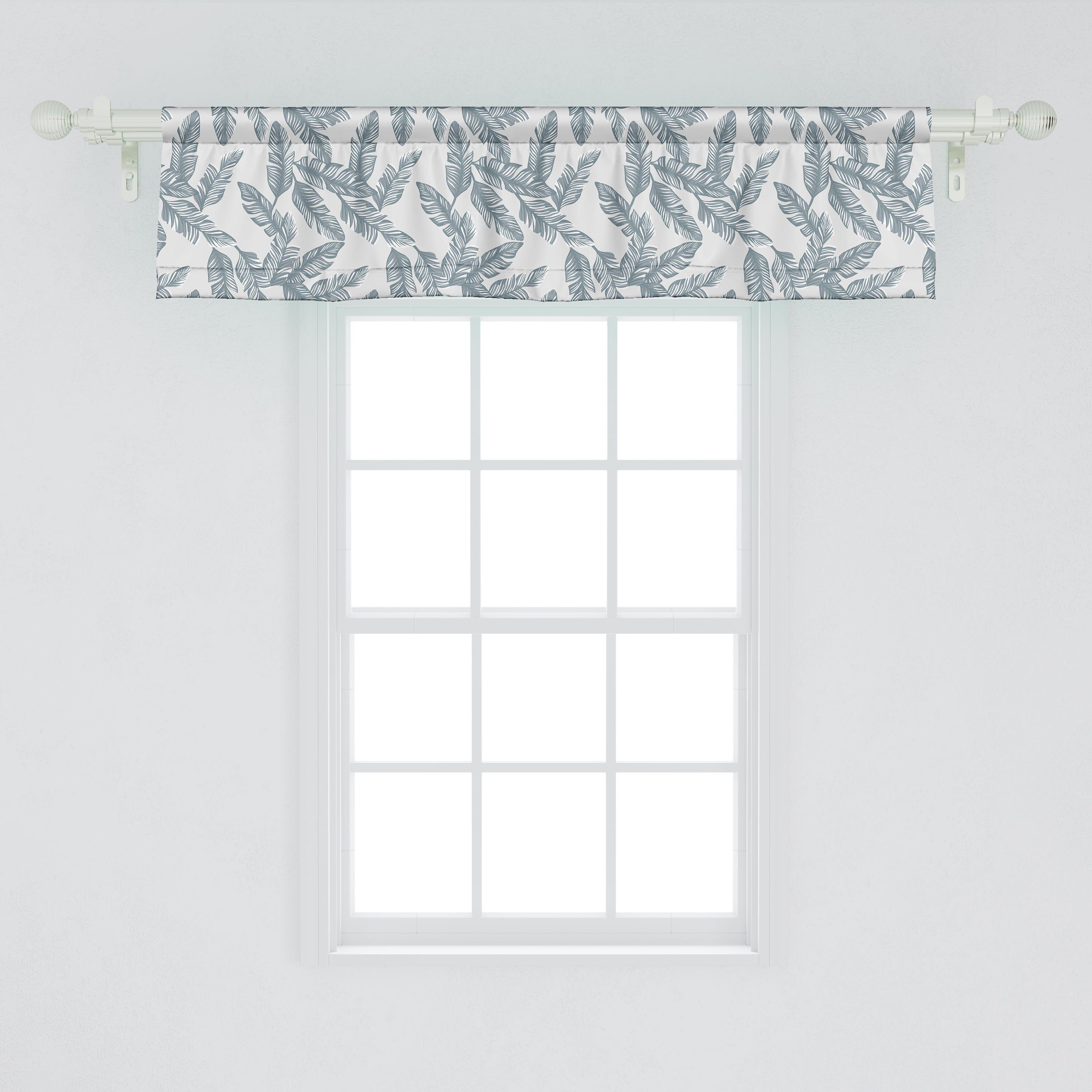 Scheibengardine Vorhang Volant für Küche Microfaser, Schlafzimmer Tropisch Stangentasche, Banana Blätter-Muster Palm mit Dekor Abakuhaus