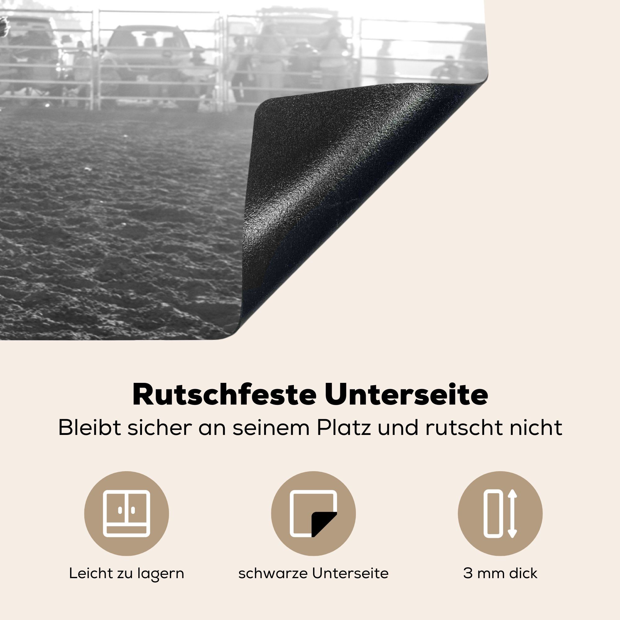 (1 81x52 - Pferd Ceranfeldabdeckung Cowboy küche, für MuchoWow cm, Induktionskochfeld Schutz - Vinyl, tlg), Herdblende-/Abdeckplatte Stoff, die