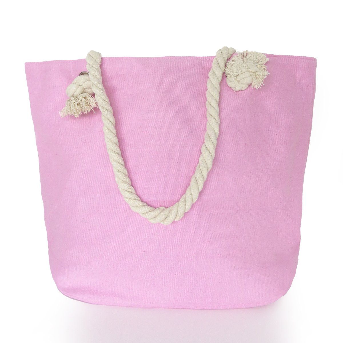 Sonia Originelli Reißverschluss rosa Shopper, Strandtasche kleine Innentasche Umhängetasche mit Sternaufdruck mit uni Seilkordeln