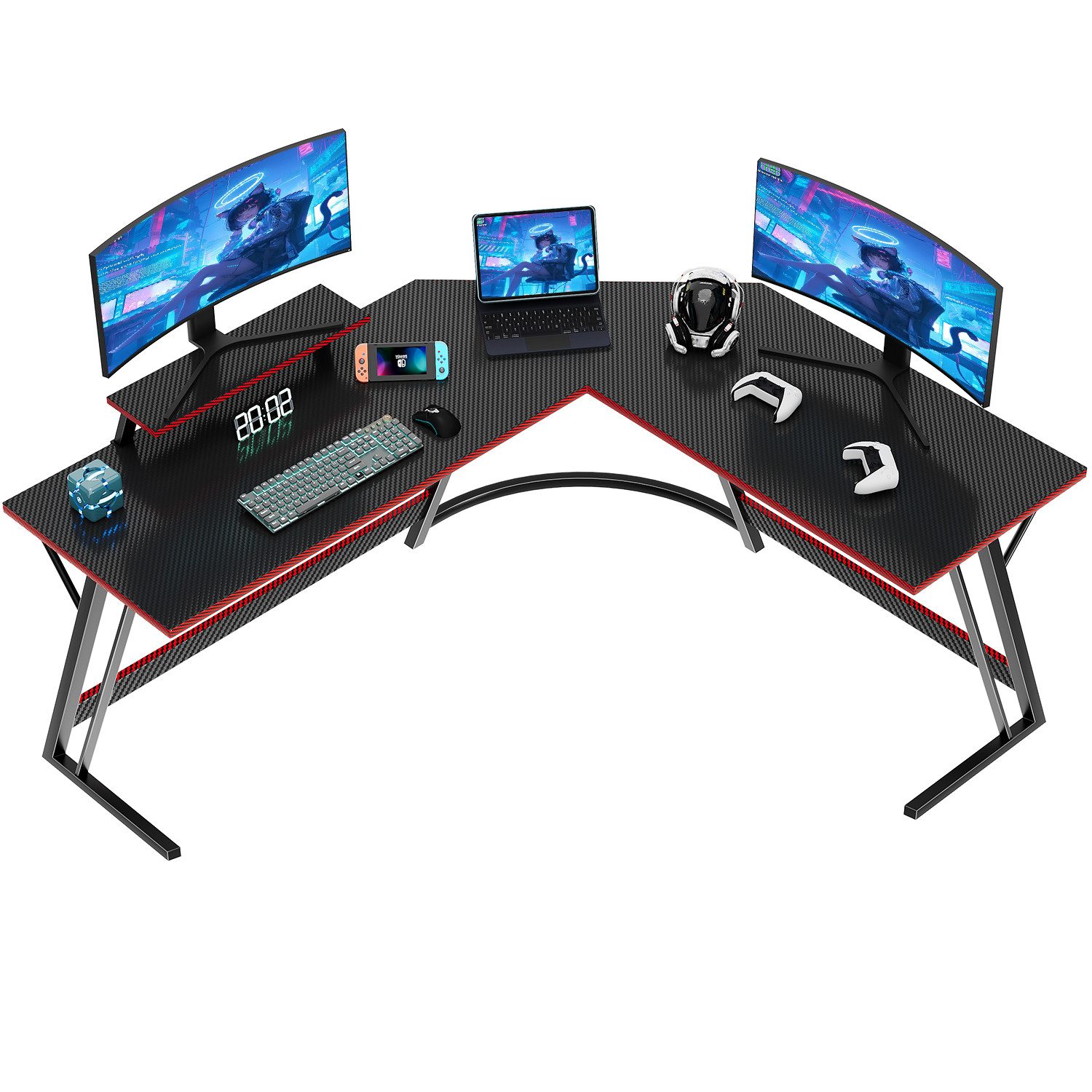 Gamingtisch Computertisch 130 * 130cm LED Schreibtisch Gamer L-Eckschreibtisch