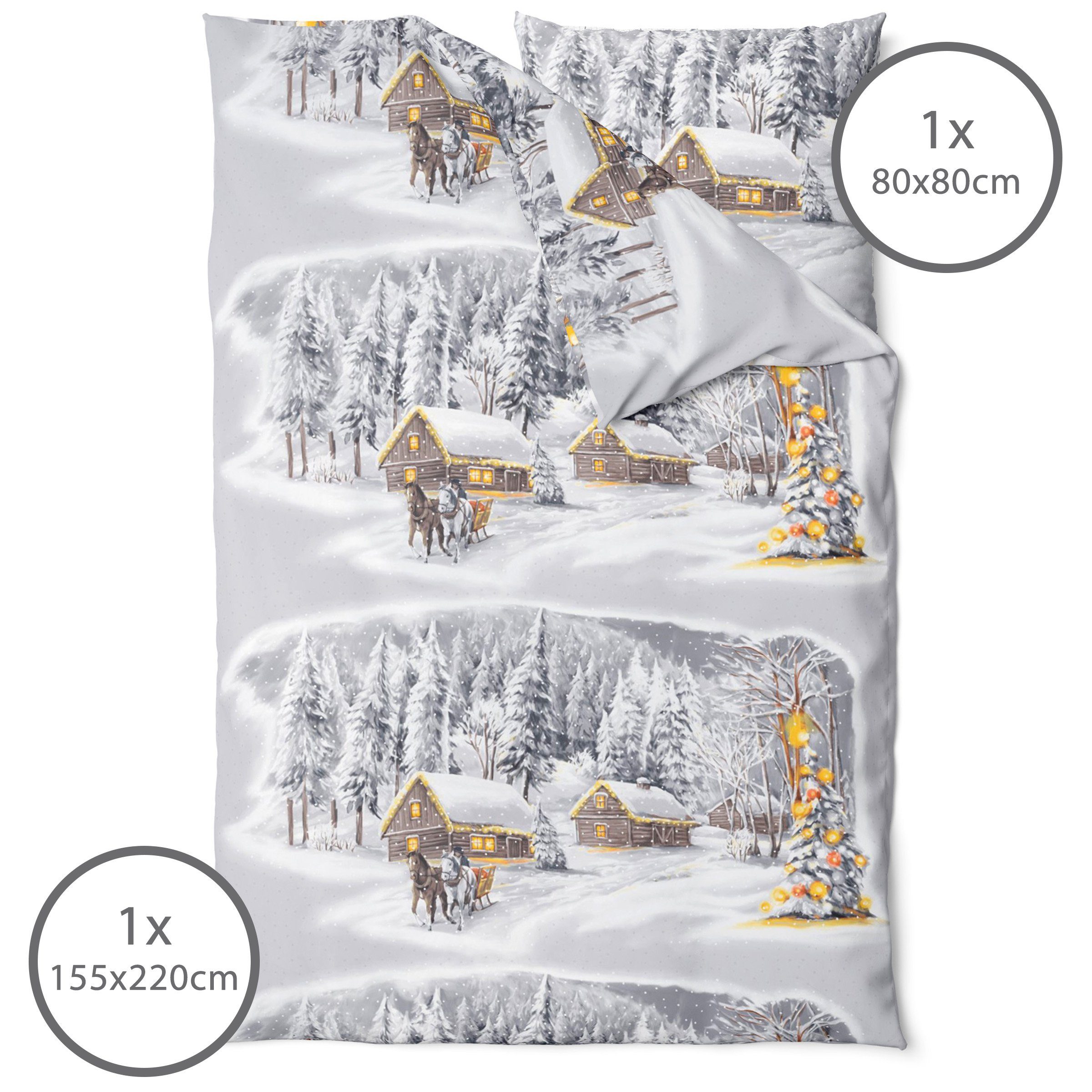 LINKHOFF Bettwäsche Biber Bettwäsche 135x200 / 155x220 Rentiere in Winterla günstig online kaufen