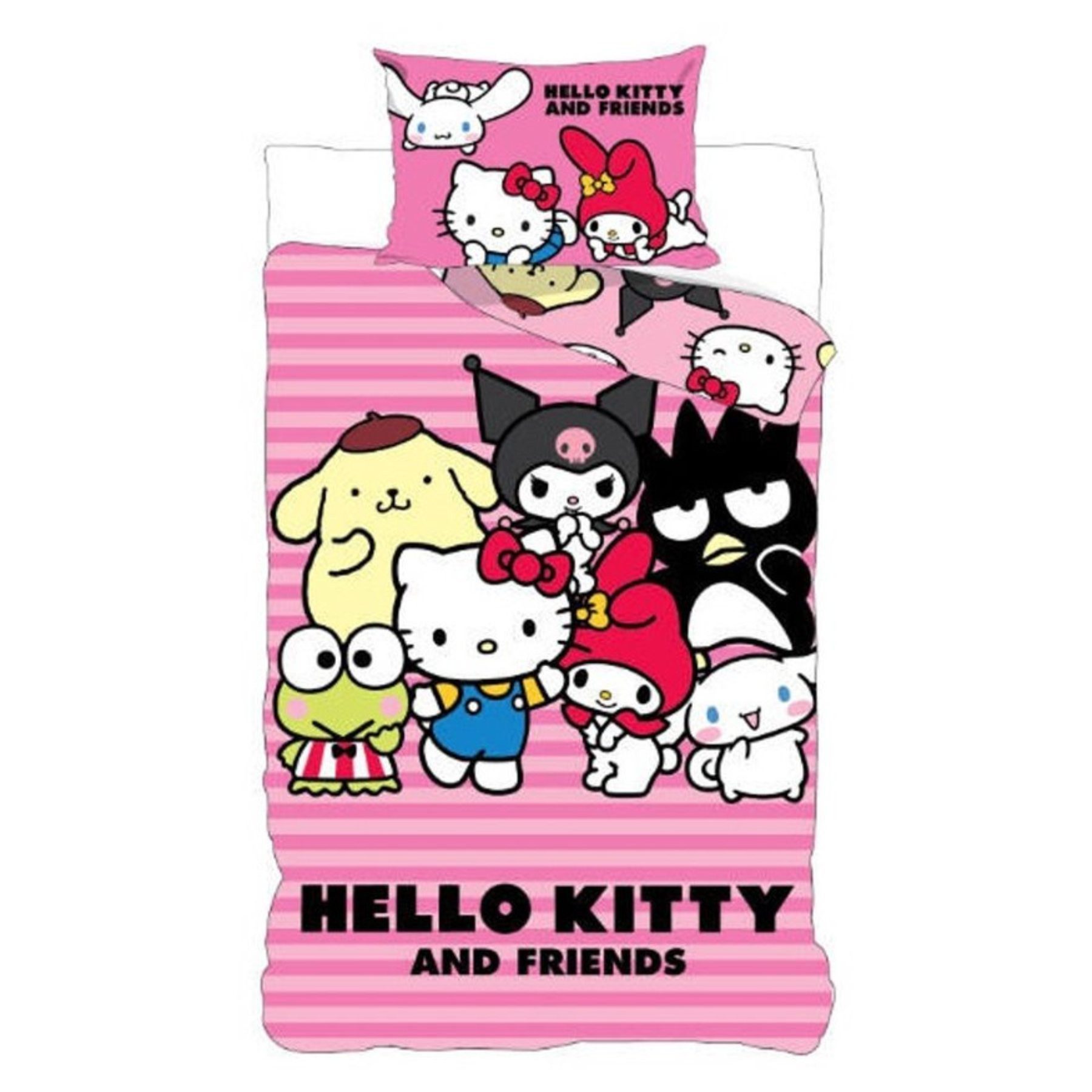 Hello Kitty Bettwäsche Kinder Rosa Baumwolle Bettbezug 140 x 200 cm Kissenbezug 60 x 63 cm, Baumwolle, 2 teilig