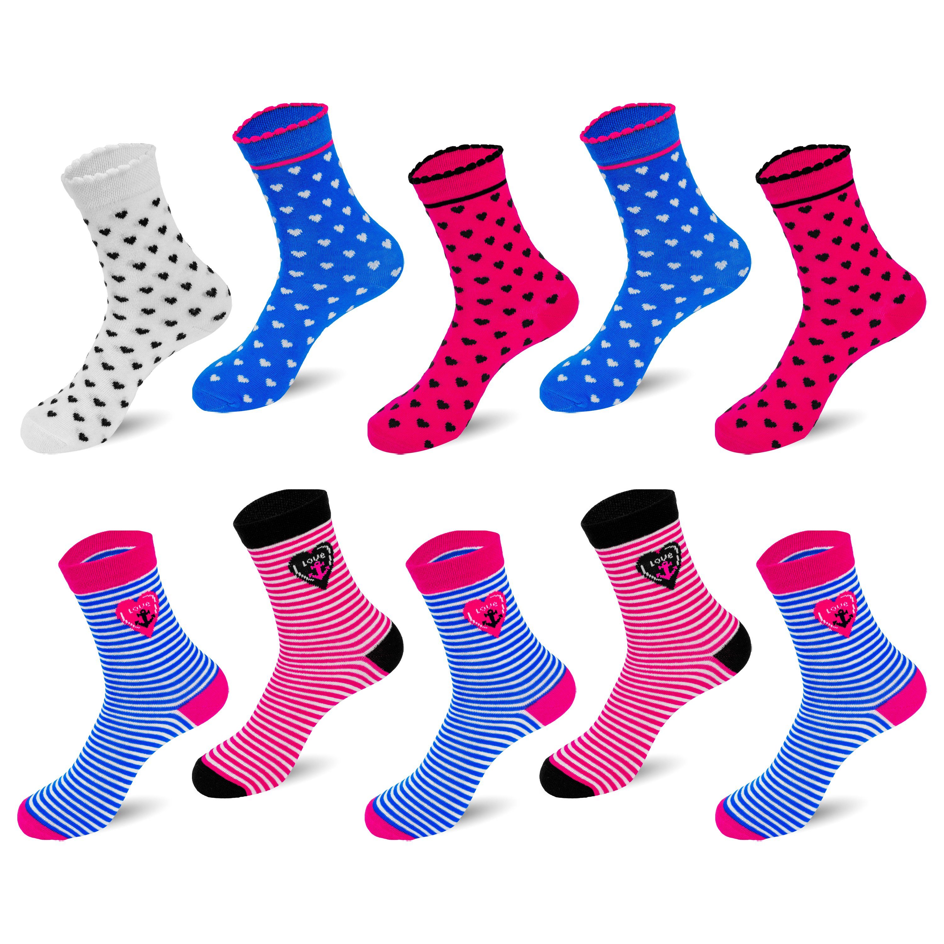 TEXEMP Socken 10 Paar Kinder Socken Mädchen & Jungen Baumwolle Kindersocken Strümpfe (Packung, 10-Paar) Langlebig & Robust
