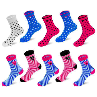 TEXEMP Socken 10 Paar Kinder Socken Mädchen & Jungen Baumwolle Kindersocken Strümpfe (Packung, 10-Paar) Langlebig & Robust