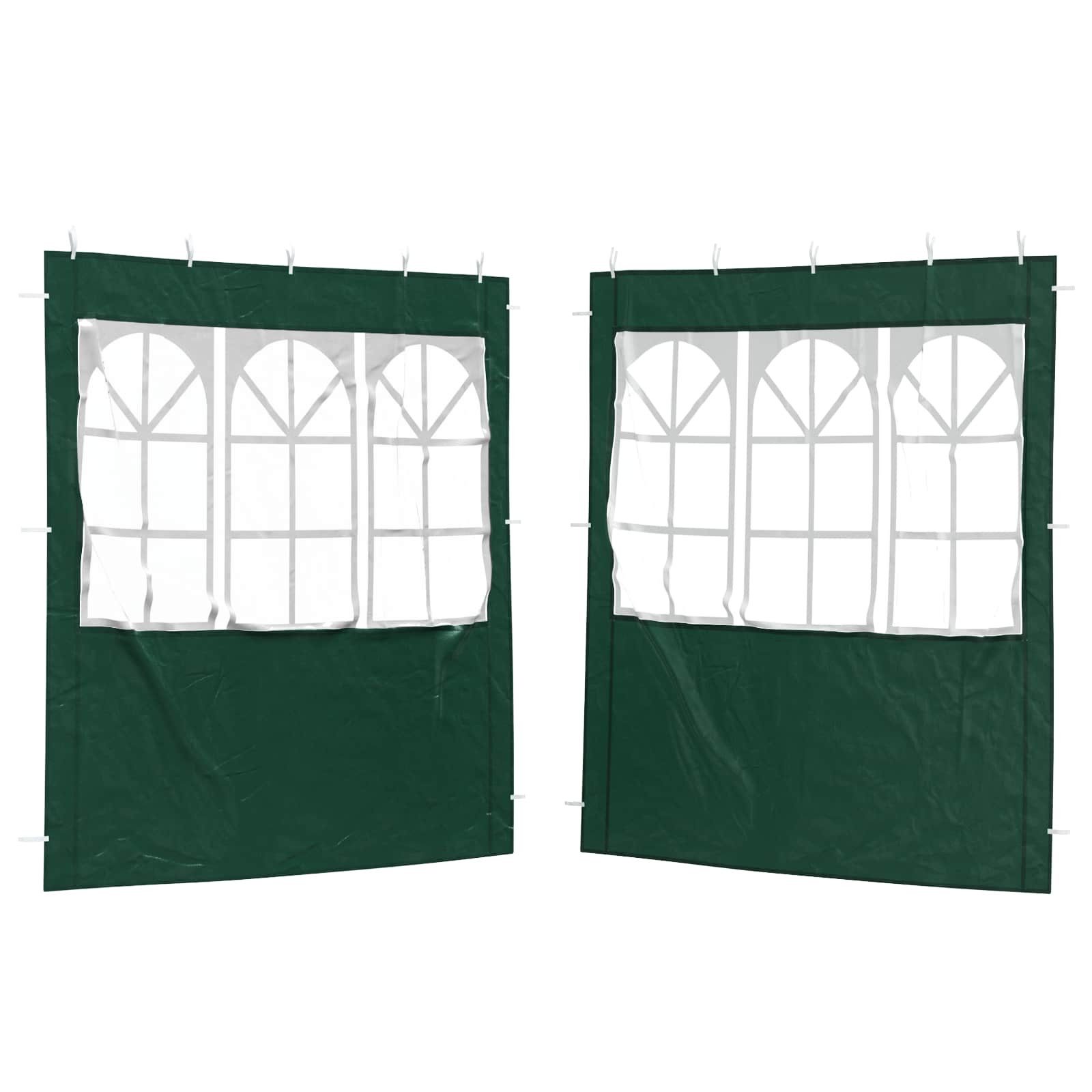 vidaXL Partyzelt Party Zelt Seitenteil 2 pcs 200 x 195 cm Grün PE und Stahl
