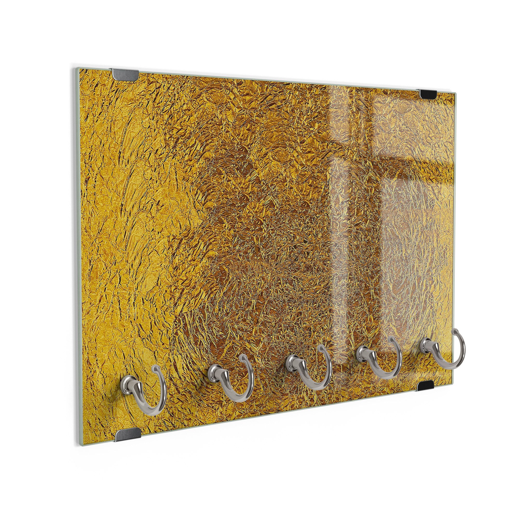 DEQORI Schlüsselbrett 'Relief in Goldoptik', (1 St), Schlüsselhalter Schlüssel Haken Schlüsselboard modern Schlüsselleiste