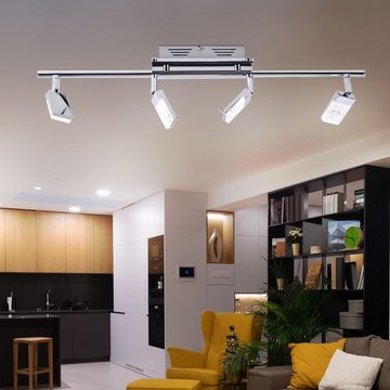 etc-shop LED Deckenleuchte, LED-Leuchtmittel fest verbaut, Warmweiß, Deckenleuchte Spotleiste Wohnzimmerlampe LED Strahler schwenkbar chrom