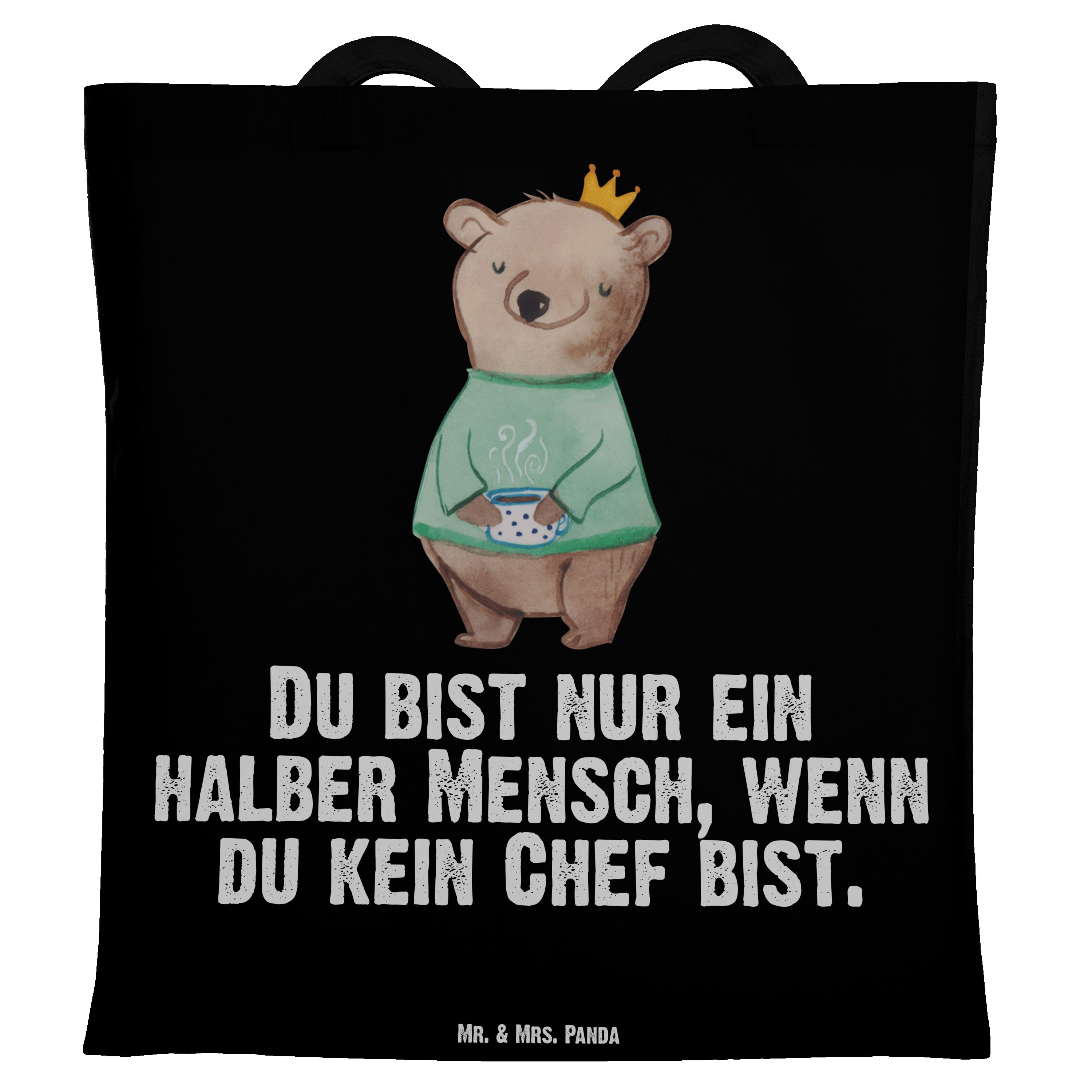 Mr. Ab Mrs. & - (1-tlg) Tragetasche Stoffbeutel, - Herz Beutel, mit Panda Chef Schwarz Geschenk, Wellness,