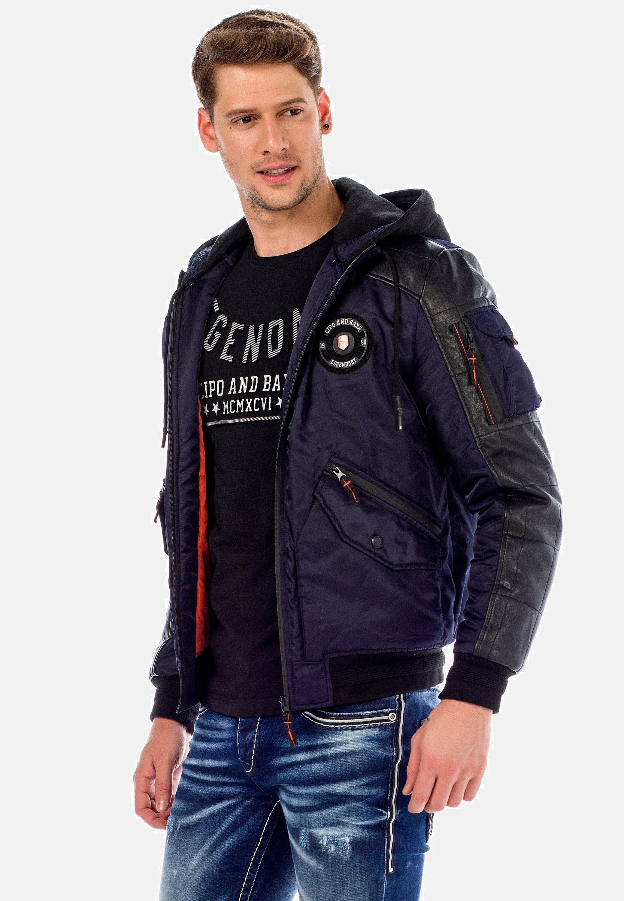 Cipo & Baxx Bomberjacke Jacke mit abnehmbarer Kapuze, CM-134