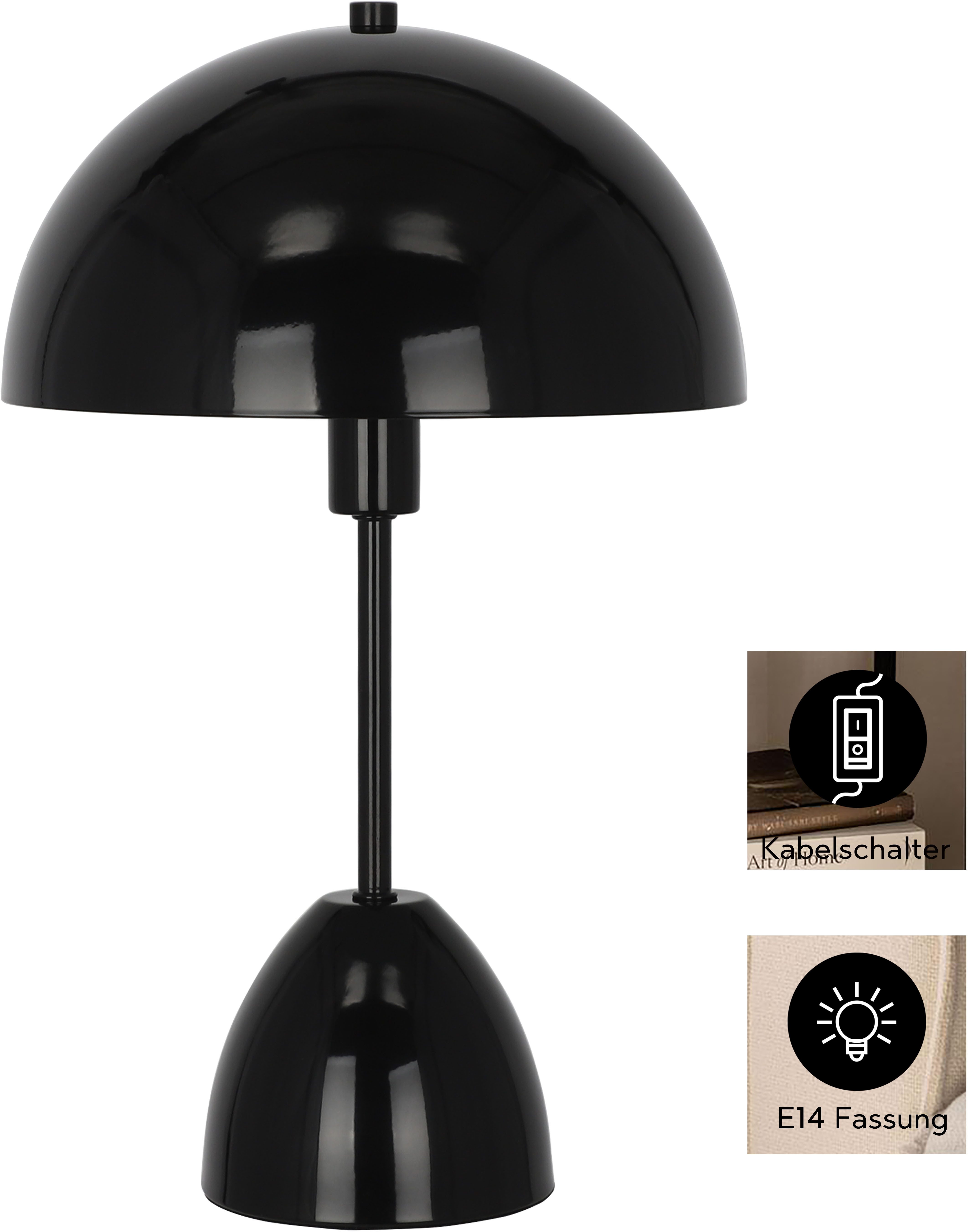 OTTO home Tischleuchte Dorrio Pilzlampe, ohne Leuchtmittel, Leuchtmittel wechselbar, Textilkabel blendfreie Nachttischleuchte, Tischlampe, E14, Pilz, Lampe – Bild 5 von 5