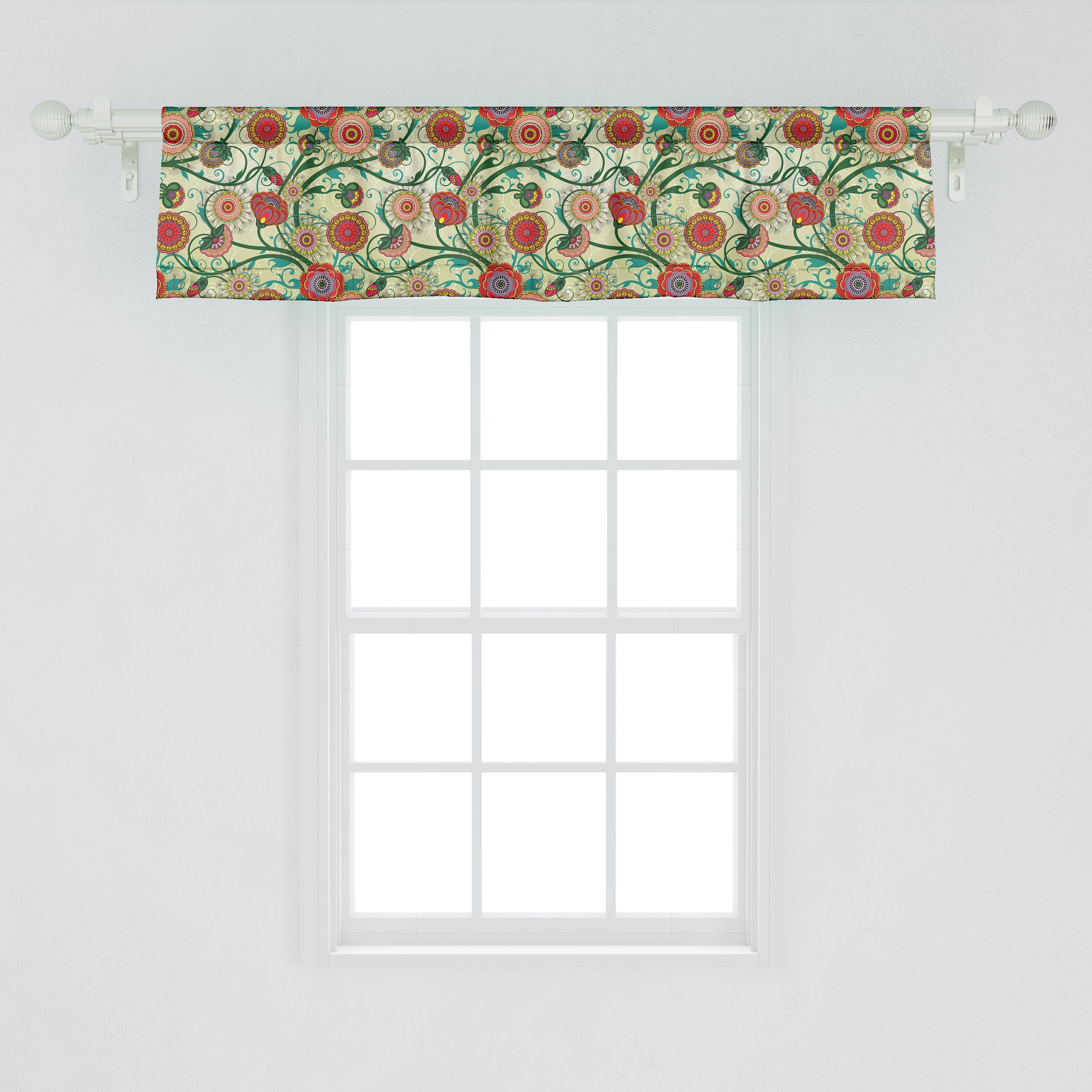 Vorhang Abakuhaus, Microfaser, Inspirations Scheibengardine Volant Blumen Oriental Stangentasche, Dekor für mit Küche Schlafzimmer