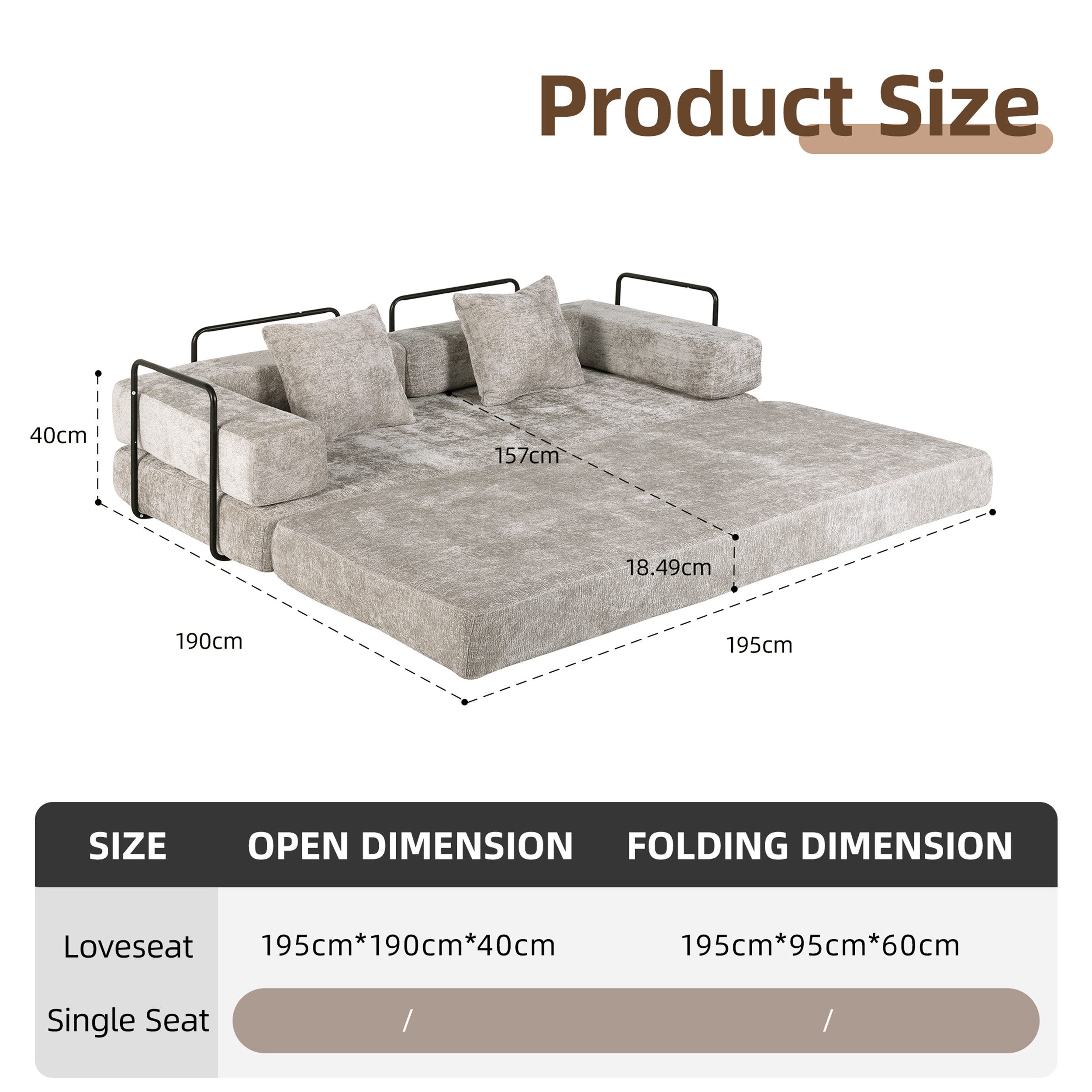 Leawin Sofa 4-in-1 Wohnzimmersofa mit Schlaffunktion – faltbares Sofa, Plat günstig online kaufen