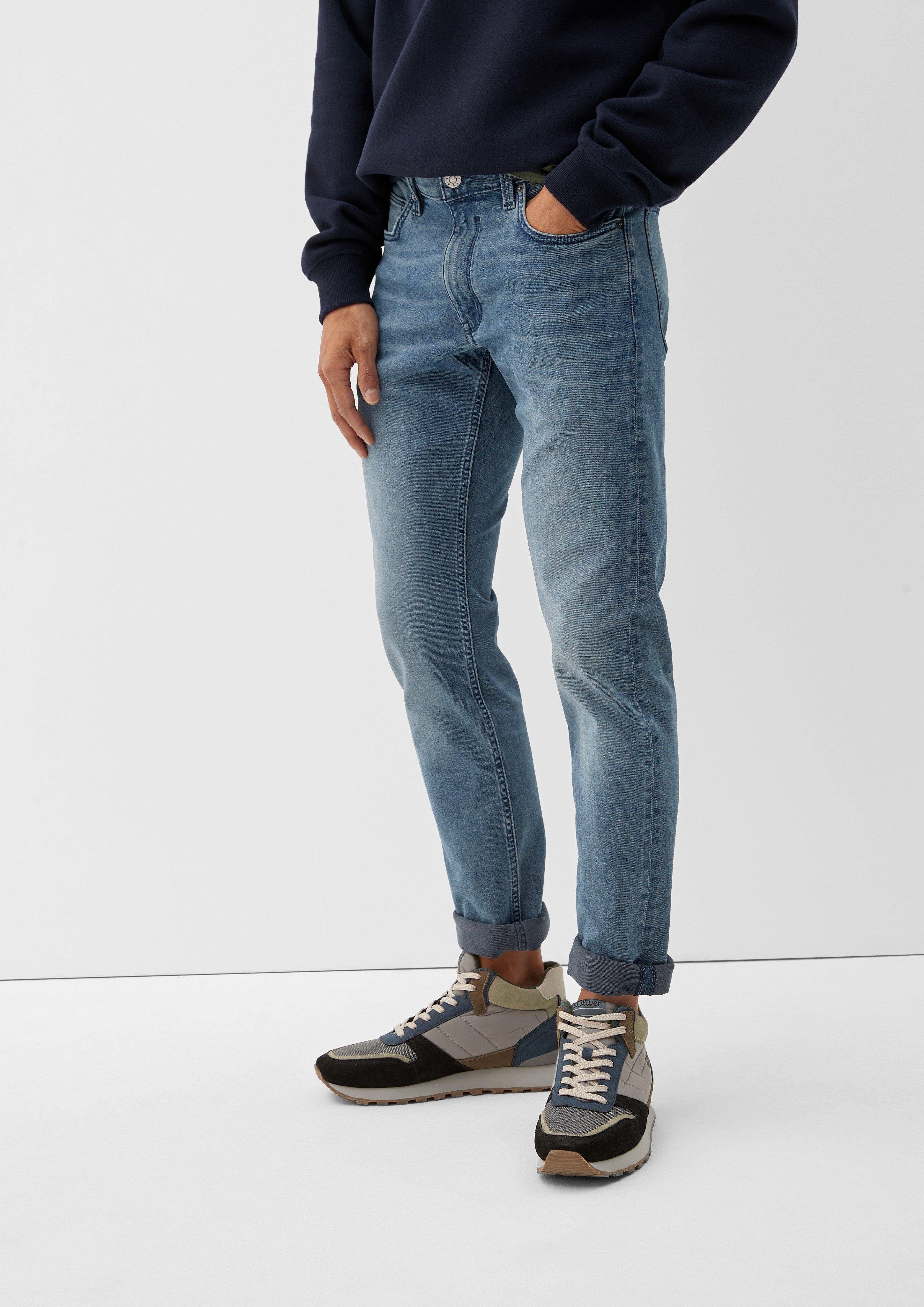 / Rise Jeans Leder-Patch s.Oliver Leg Waschung, / Fit Slim Carson / Tapered Mid Stoffhose