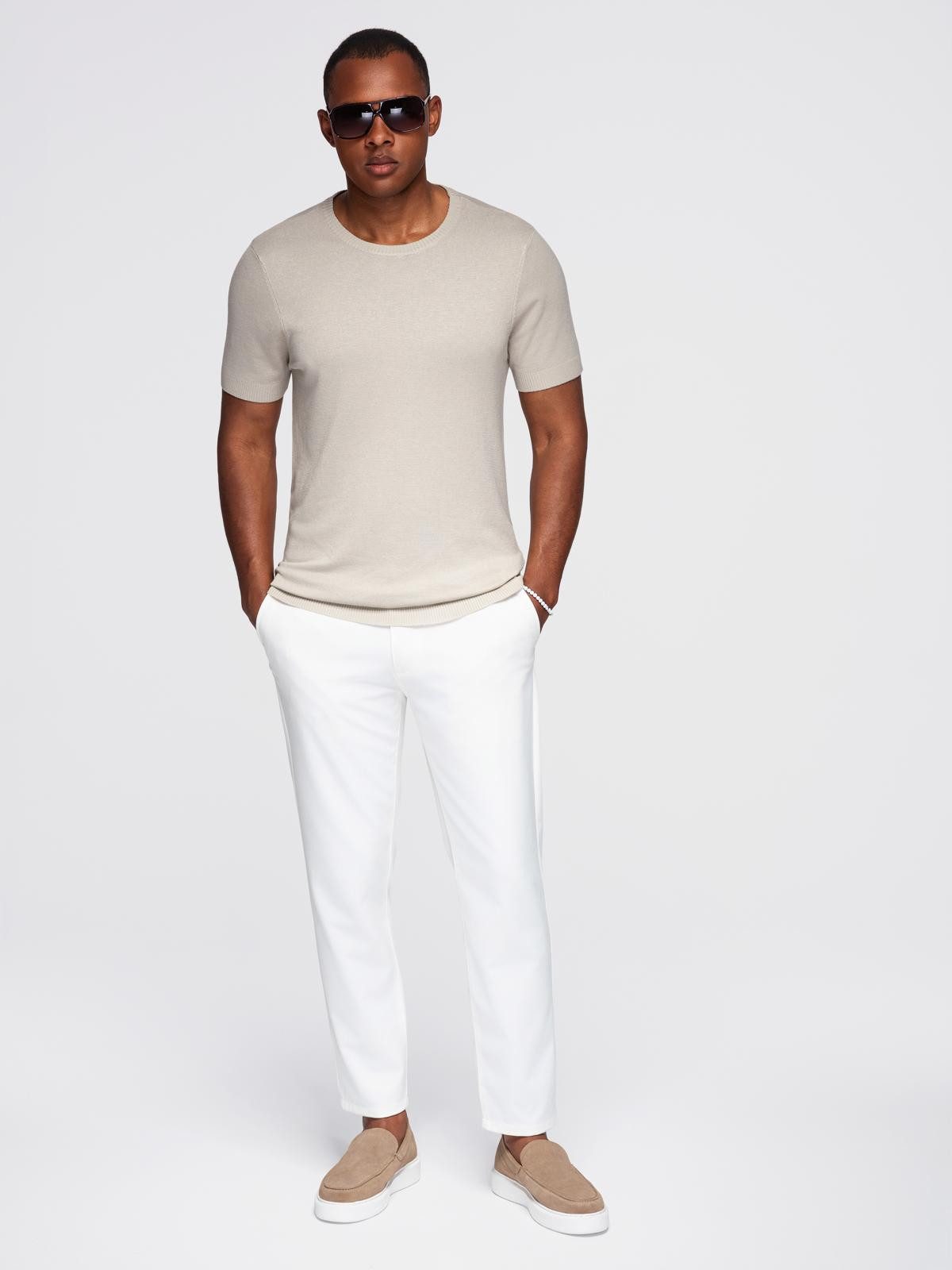 OMBRE T-Shirt Klassisches Herren-T-Shirt aus Strick mit Rippenbündchen