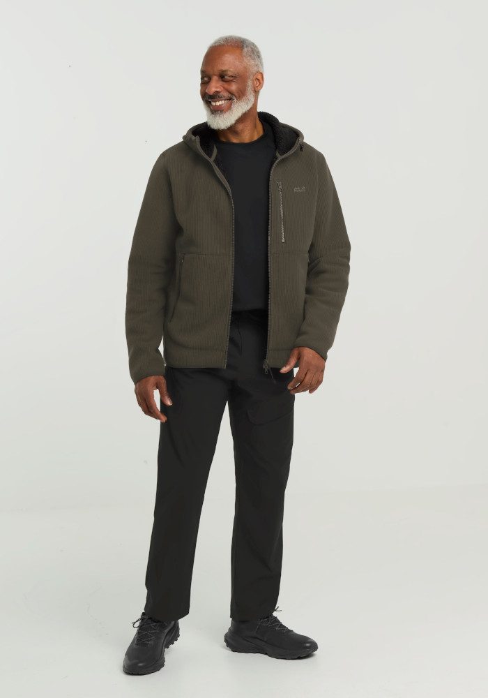Jack Wolfskin Fleecejacke LAKE RIDGE HOODED JKT M Fleecejacke mit Kapuze, warm, komfortabel