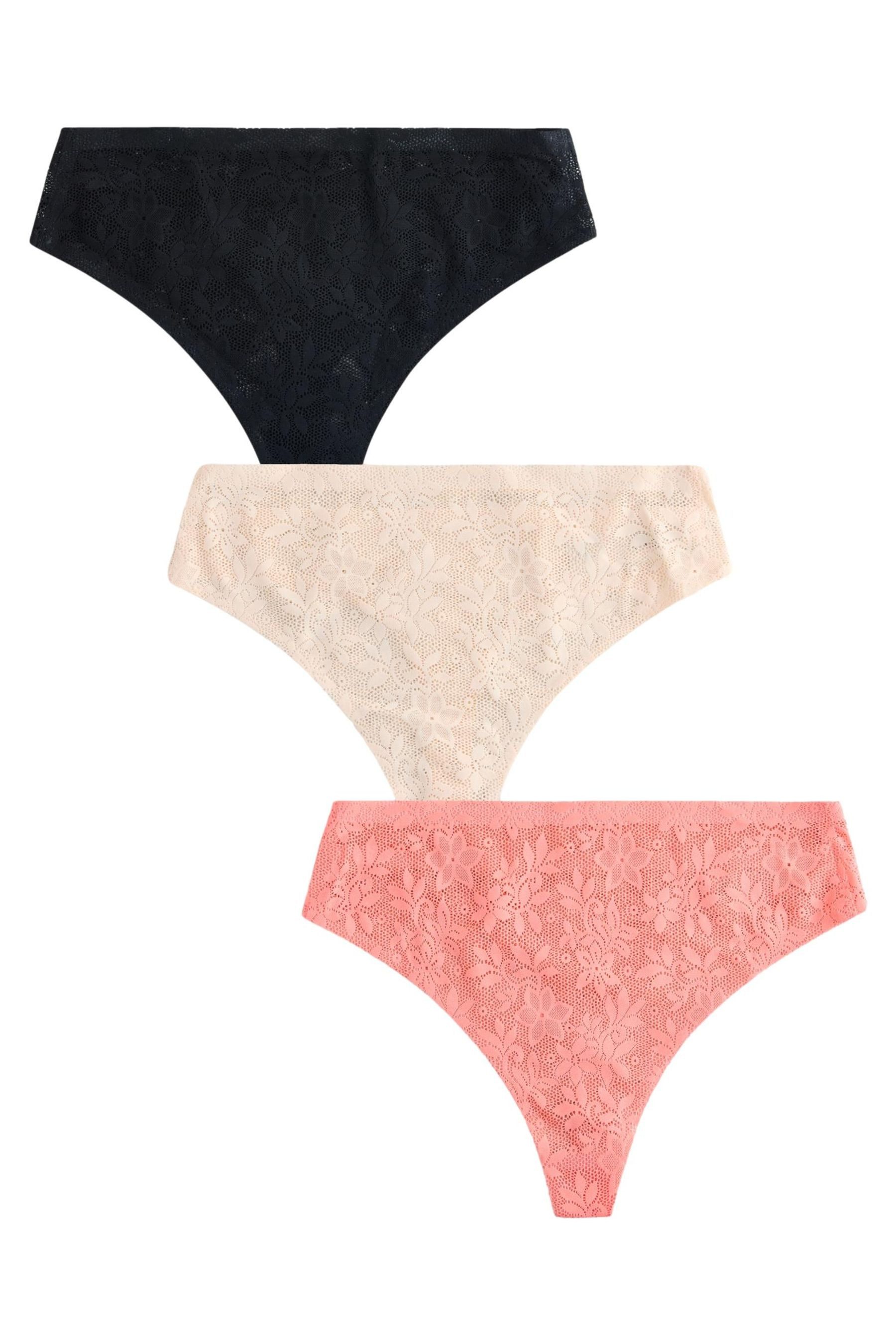 Next String 3er-Pack Nahtlose Stoma-Spitzenslips, Tanga (3-St)