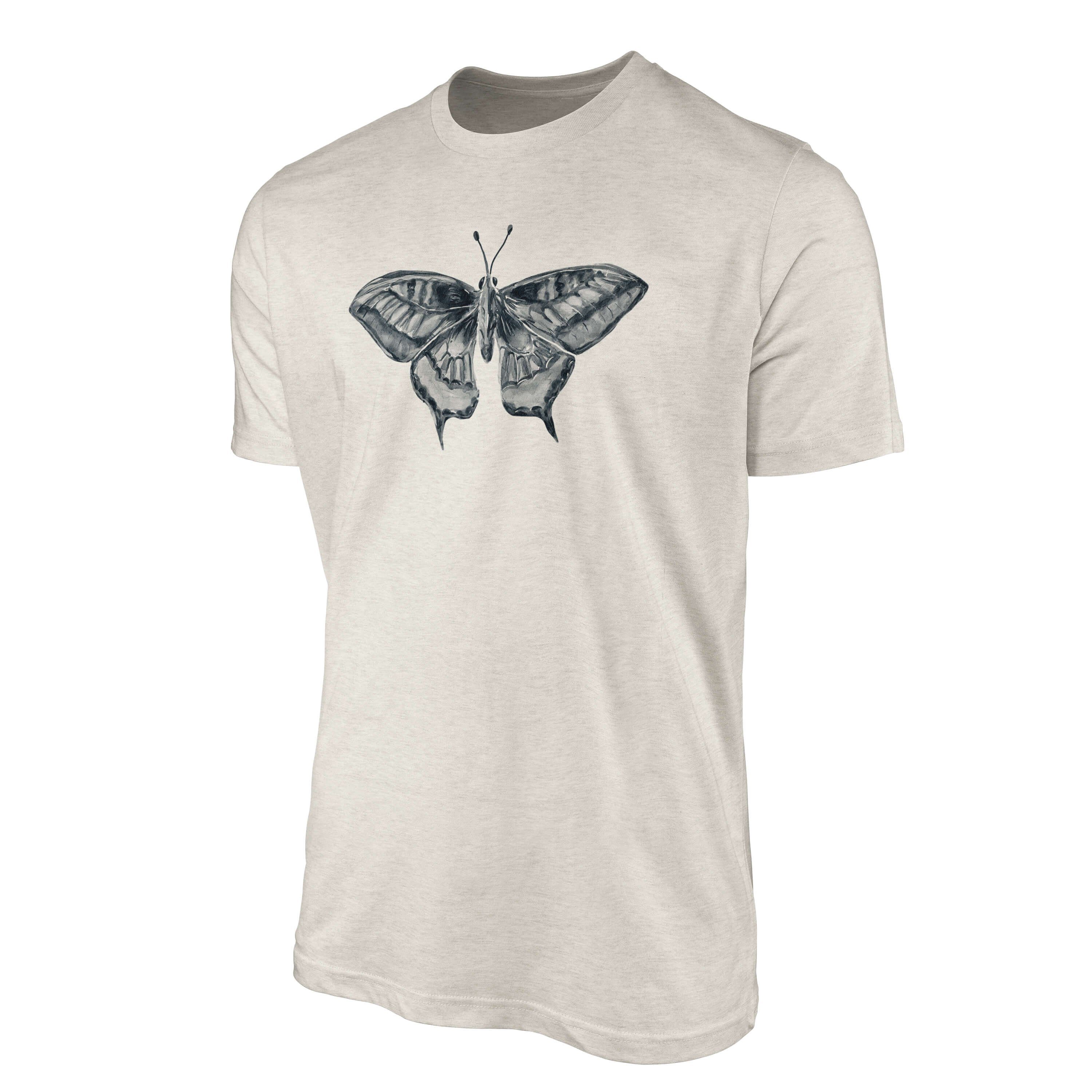 Sinus Herren Art T-Shirt 100% Motiv Farbe T-Shirt (1-tlg) Shirt Schmetterling Bio-Baumwolle Nachhaltig Ökomo Organic Aquarell