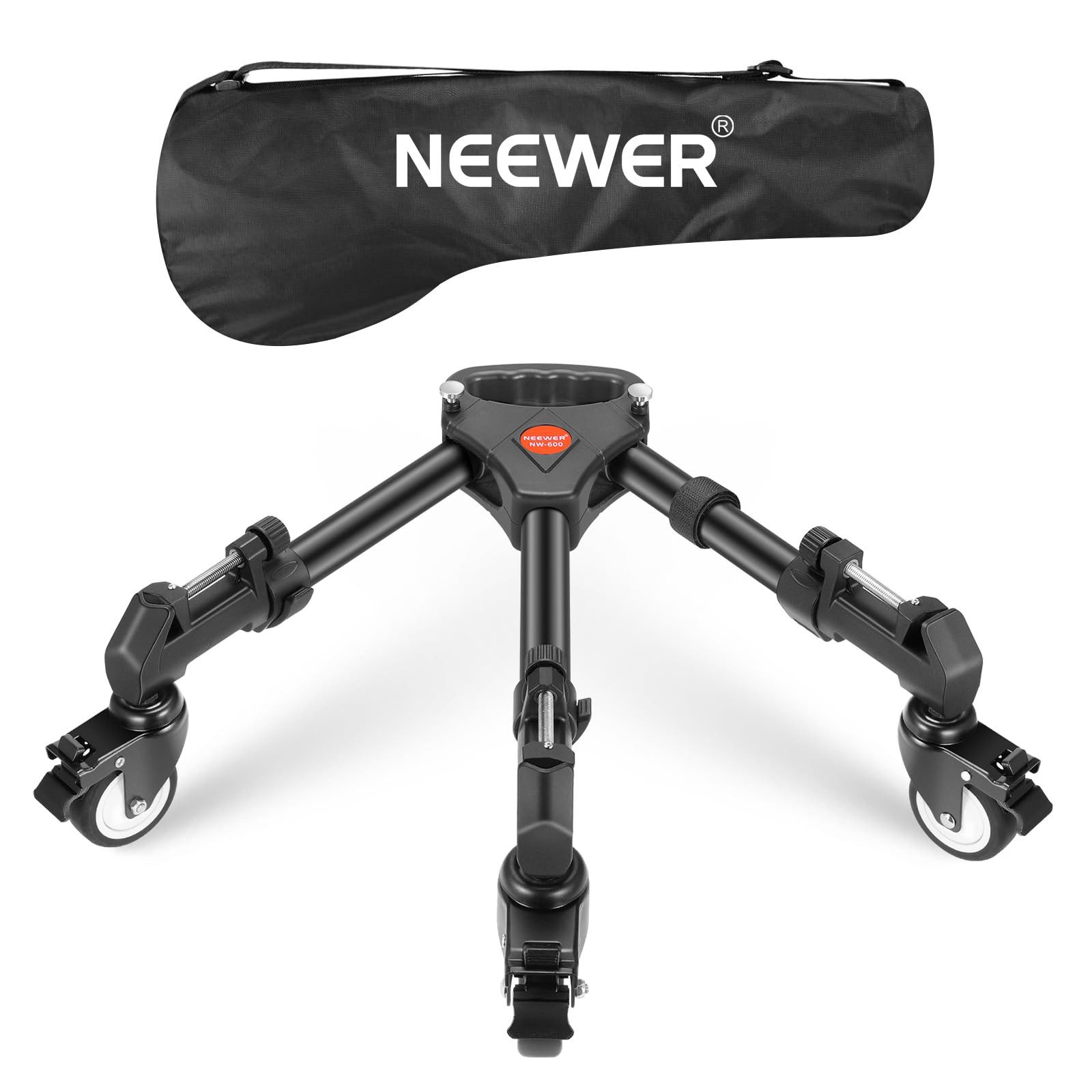Neewer NW-600 Fotostativ Dolly, max. 15kg, mit Gummirädern Dreibeinstativ (verstellbare Beinhalterung und Tragetasche, für Sony DSLR Kameras)