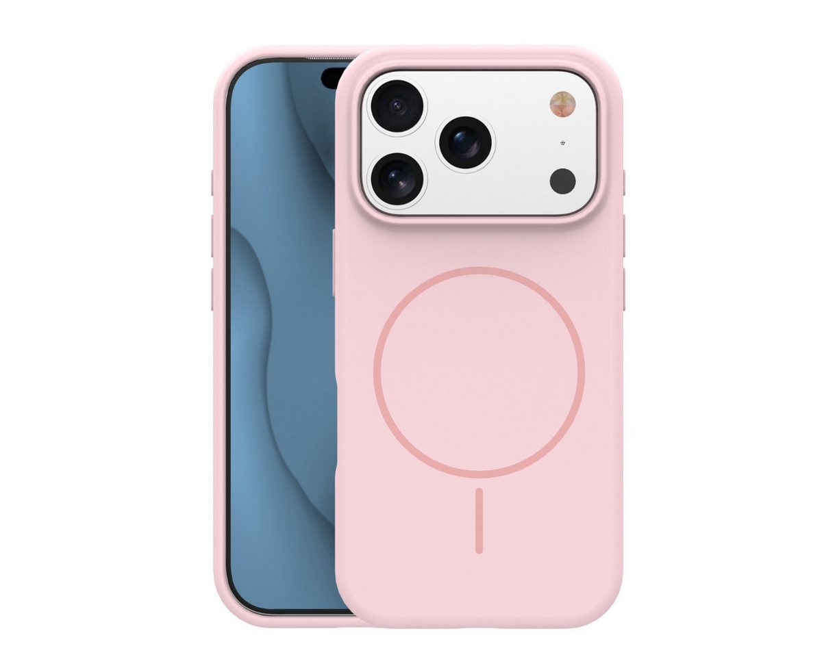 COFI 1453 Handyhülle TFO Silicone Thin Mag kompatibel mit iPhone 17 Pro Max hellrosa Schutz 6,9, Hellrosa mattes Cover mit Magnetring und Mikrofaserinnenlage