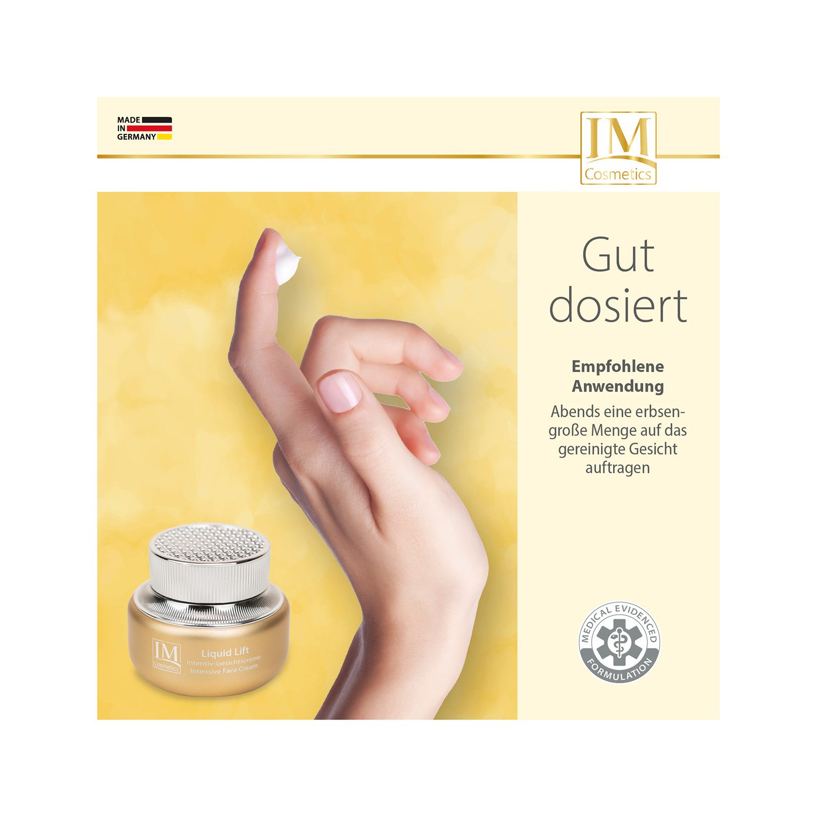 Genius Anti-Aging-Creme IM Cosmetics Liquid Lift Intensiv-Gesichtscreme, Dr. Michaela Fuchs Packung, Wirkt langfristig gegen die Zeichen der Hautalterung – Bild 4 von 5