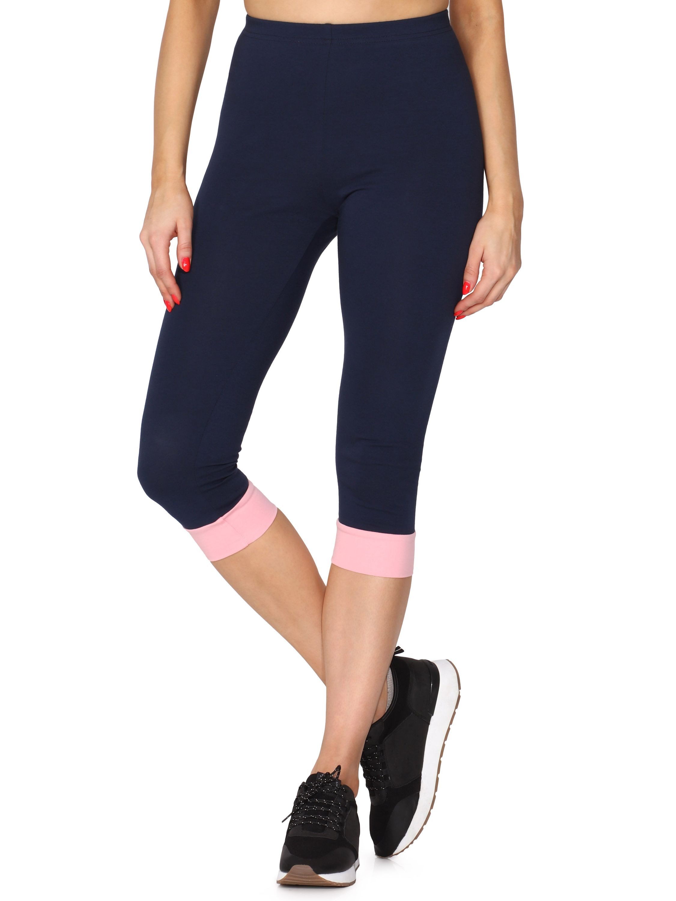 Merry Style Leggings Damen Leggings aus Baumwolle mit angenähtem Bündchen MS10-379 (1-tlg) elastischer Bund